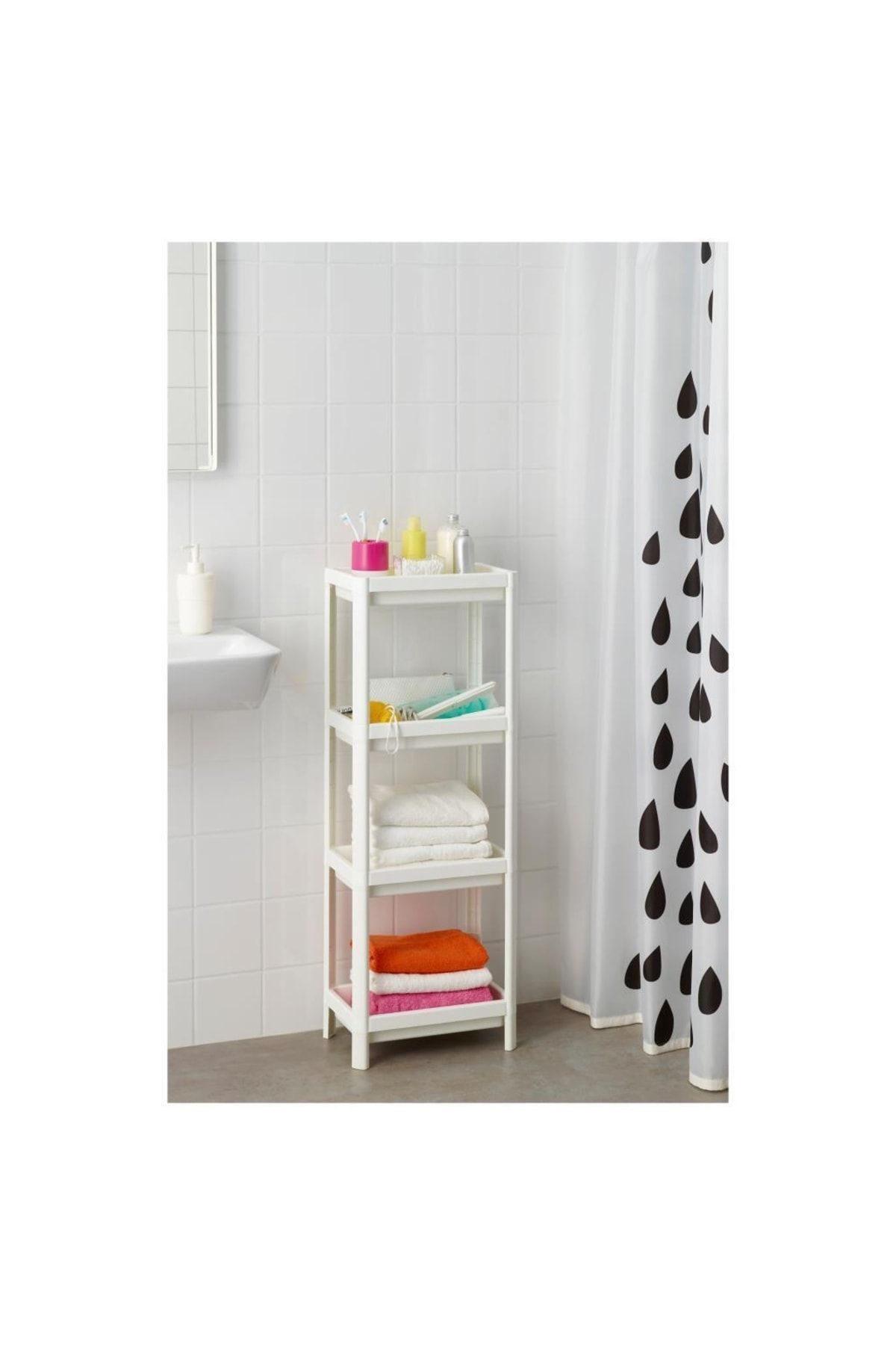IKEA Vesken 23x100 cm Raf Banyo Duş Şampuan Lif Havlu Rafı