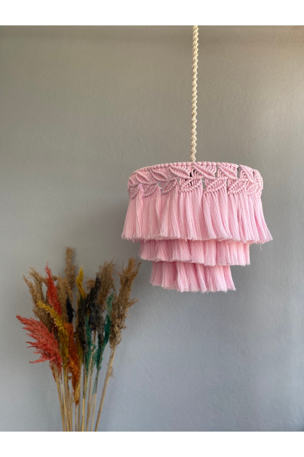 Lagom Makrome Püskül Avize Boho Işık