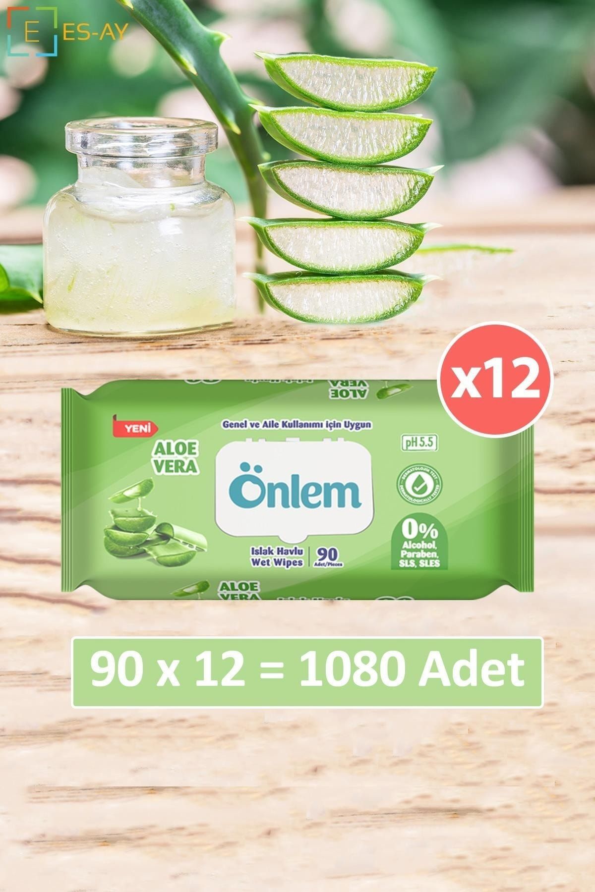 ÖNLEM Aleoveralı Islak Mendil 90 Lı X 12 Adet