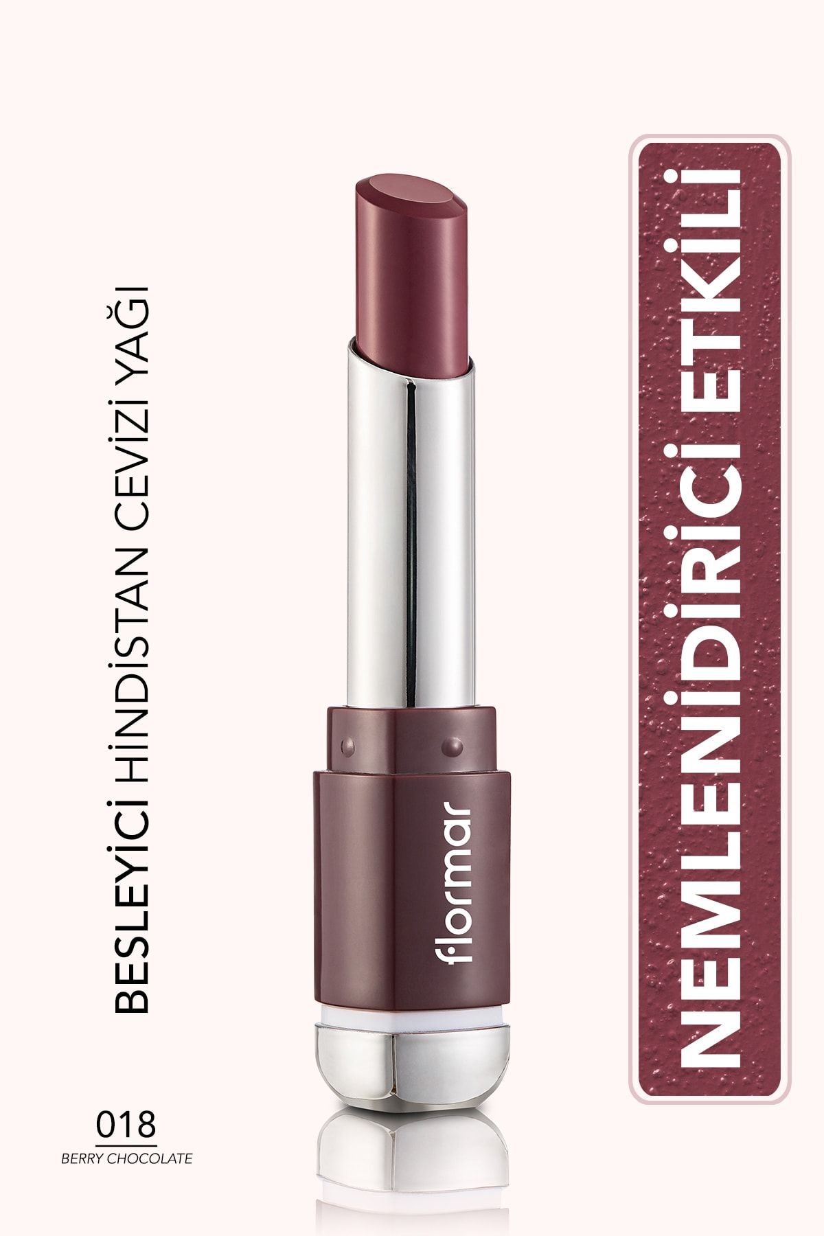 Flormar Saten Dokulu Stick Ruj - Prime N Lips Lipstick - 018 Berry Chocolate- 8690604364497