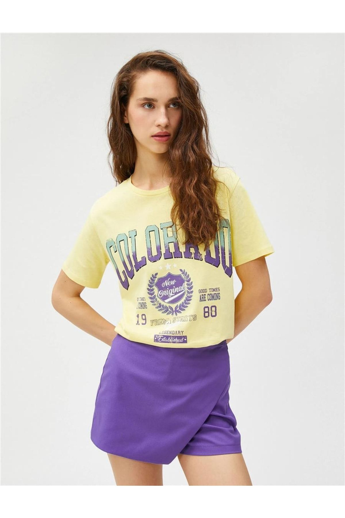 Koton 3sal10207ık 160 Sarı Genç Kız Pamuk Jersey Kısa Kollu T-shirt