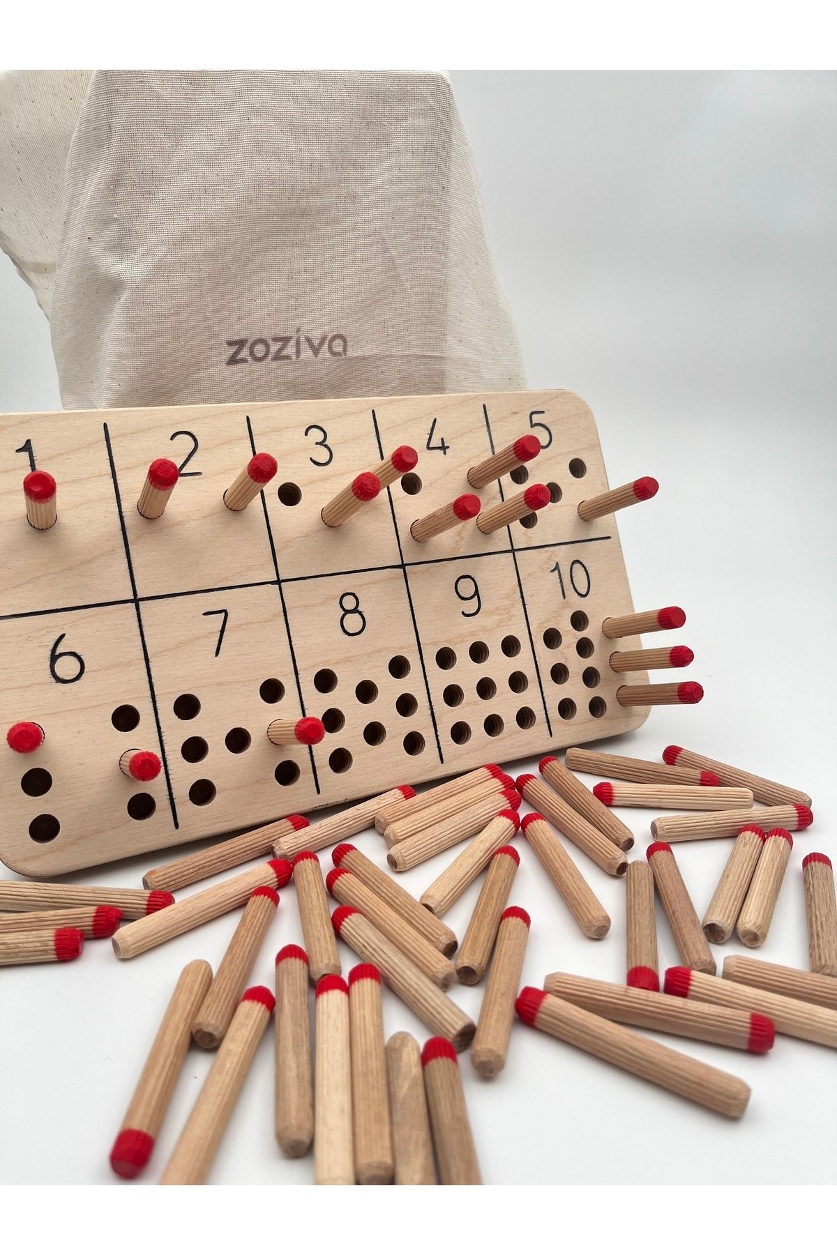 zoziva Montessori Çubuklar Ile Sayı Öğrenme Oyuncağı, Sayma Becerisi Kazandırma Eğitici Ahşap Materyali