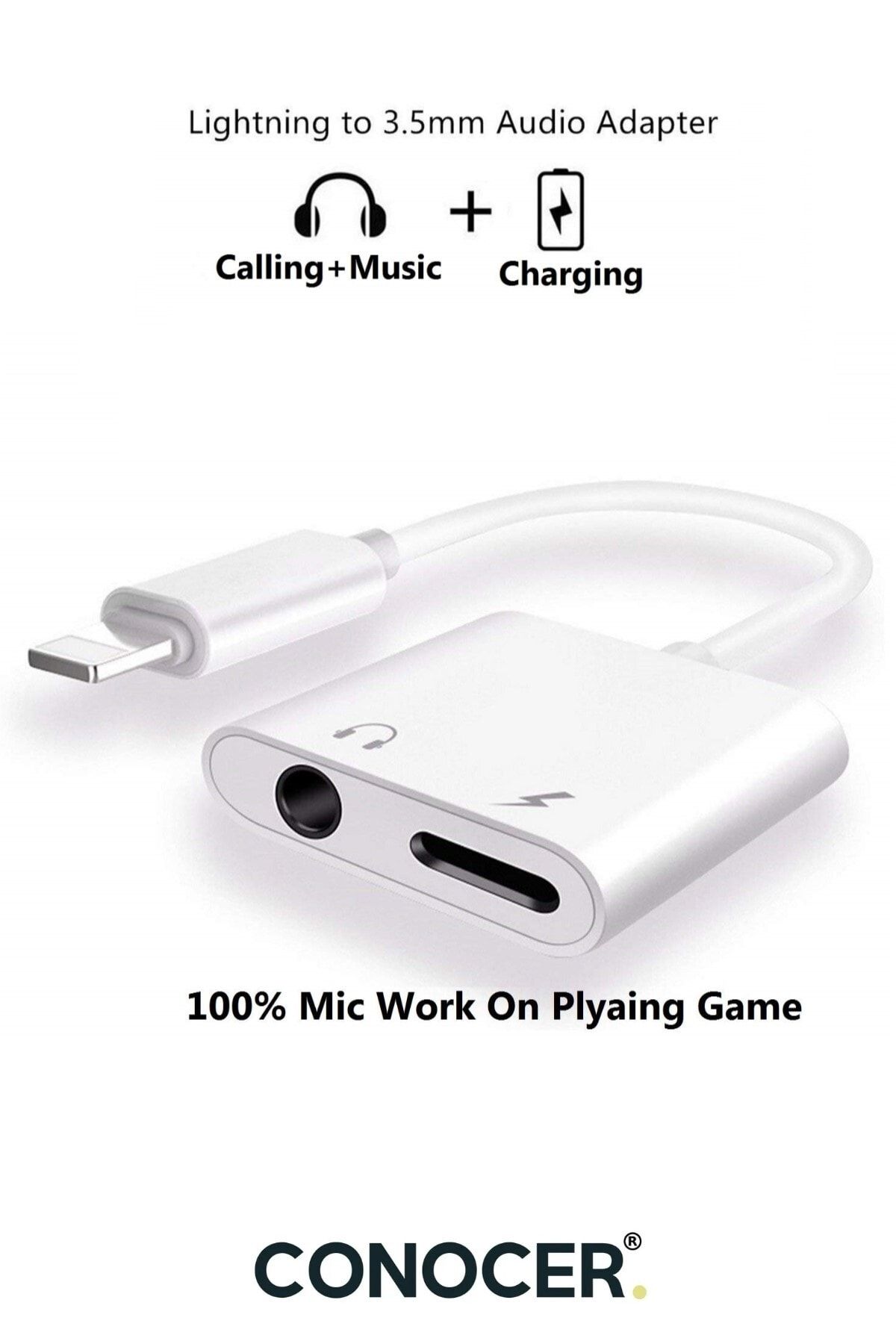 CONOCER Iphone Ipad Lightning Kulaklık Ve Şarj Dönüştürücü Bluetooth'lu Kablo Iphone 7 8 X 11 12 13 14