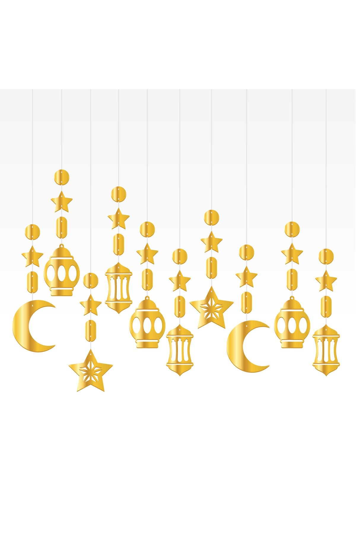 KBK MARKET 3d Tavan Süs Hoşgeldin Ramazan Iyi Bayramlar Gold 10'lu
