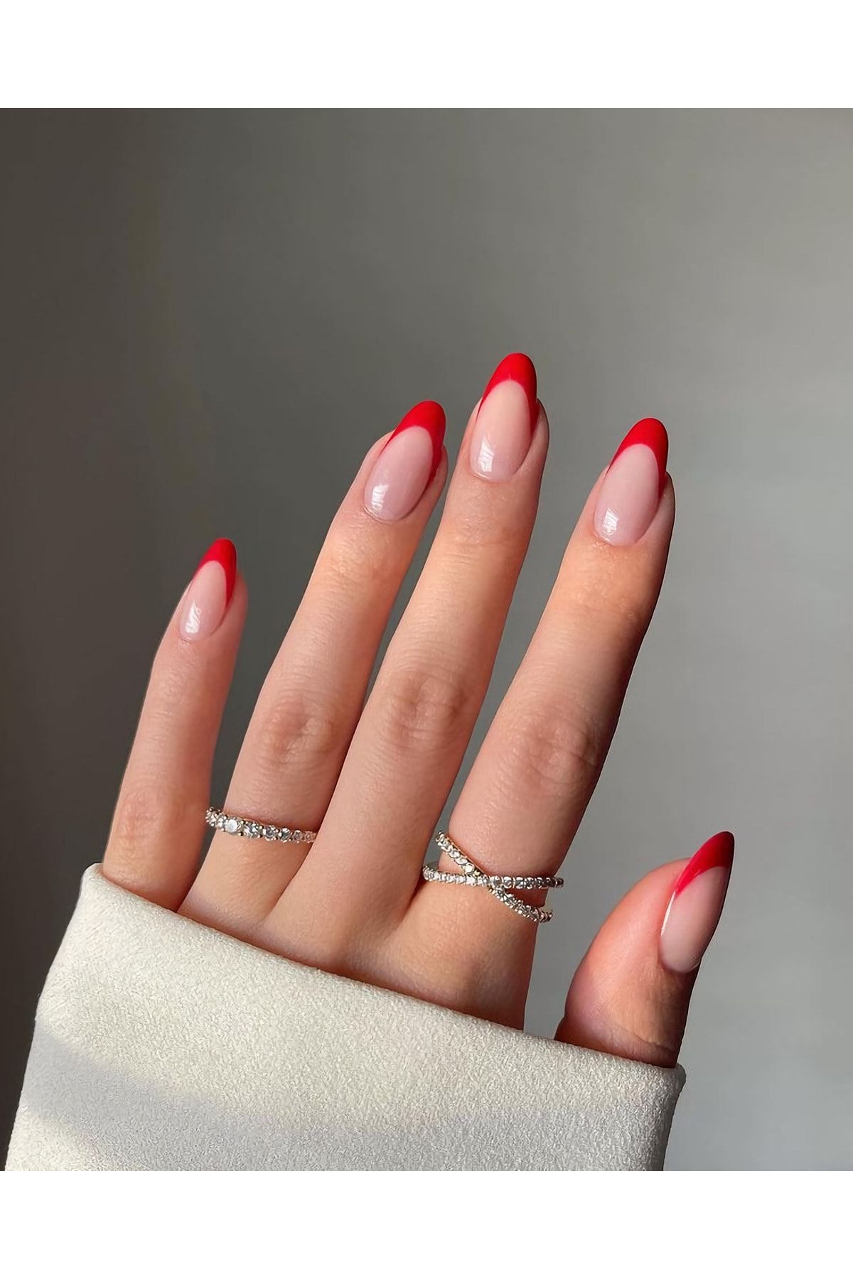 ZERDÜNYA Badem Model Red French Takma Tırnak