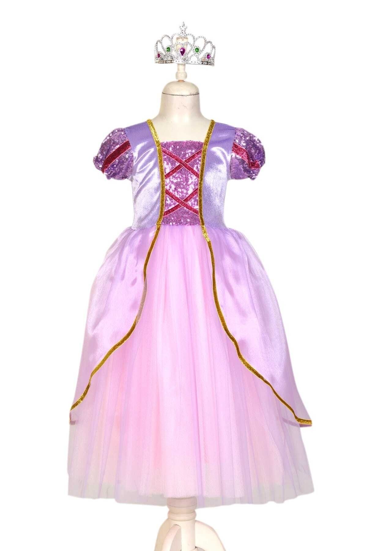 Gala Kostüm Masal Kahramanları Rapunzel Kız Çocuk Kostümü