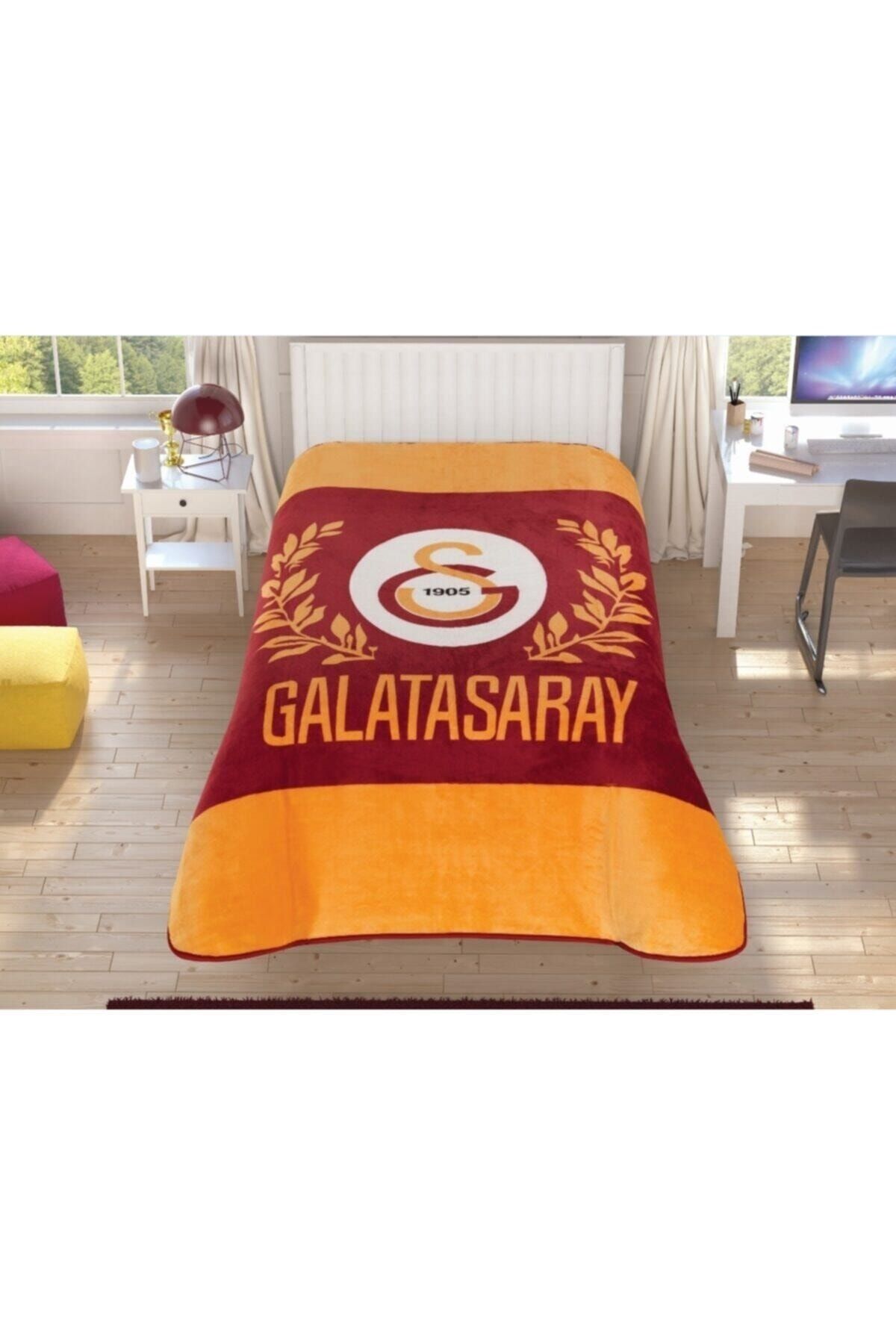 Taç Lisanslı Tek Kişilik Battaniye Galatasaray Sarı Kırmızı