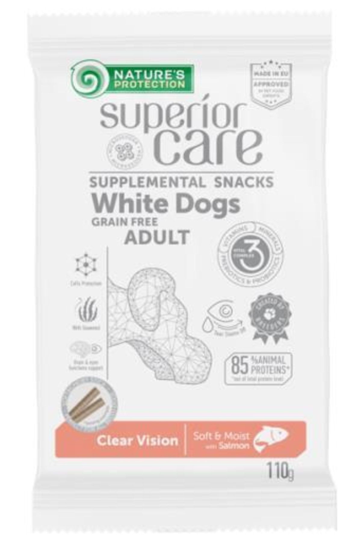 Nature's Protection White Dogs Clear Vision Supplemental Snacks Soft&moist With Salmon Tamamlayıcı Yarı Yumuşak Somonlu