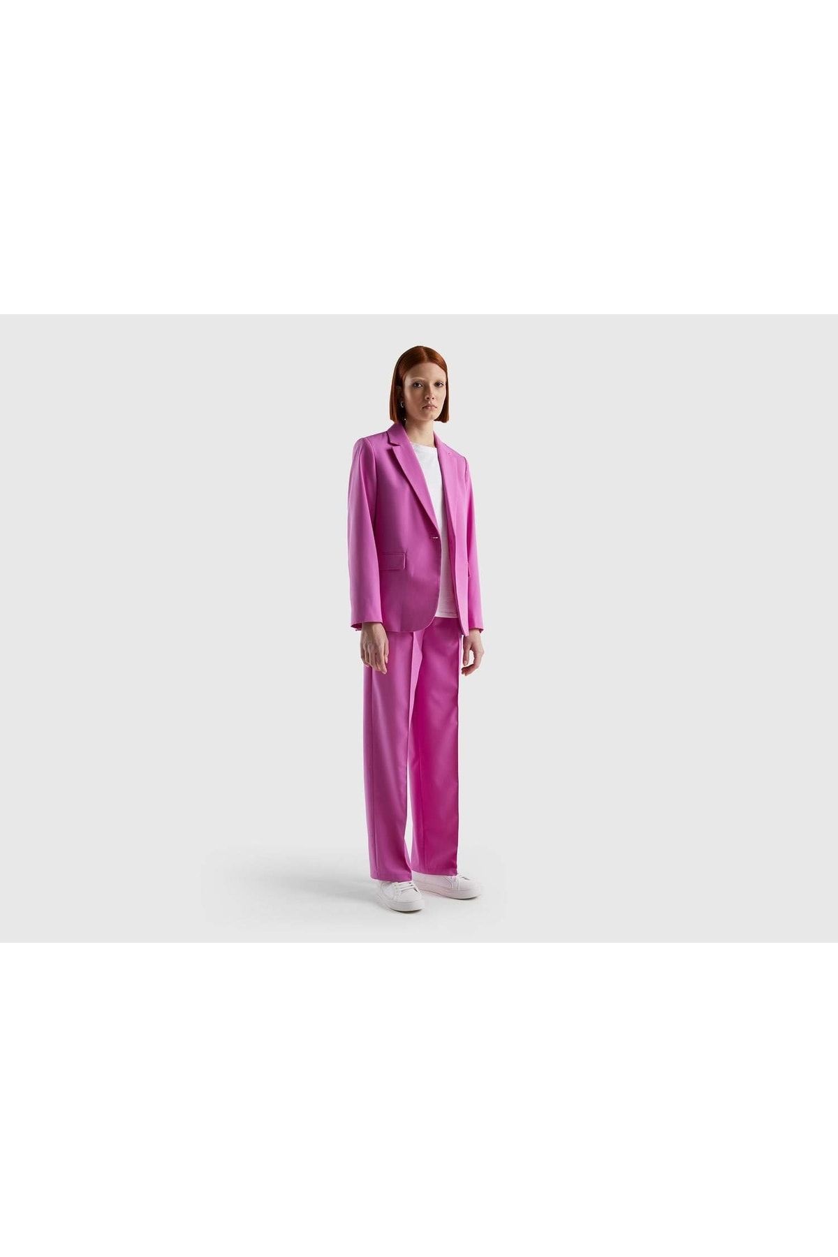 United Colors of Benetton Kadın Ametist Regular Fit Tek Düğmeli Blazer Ceket