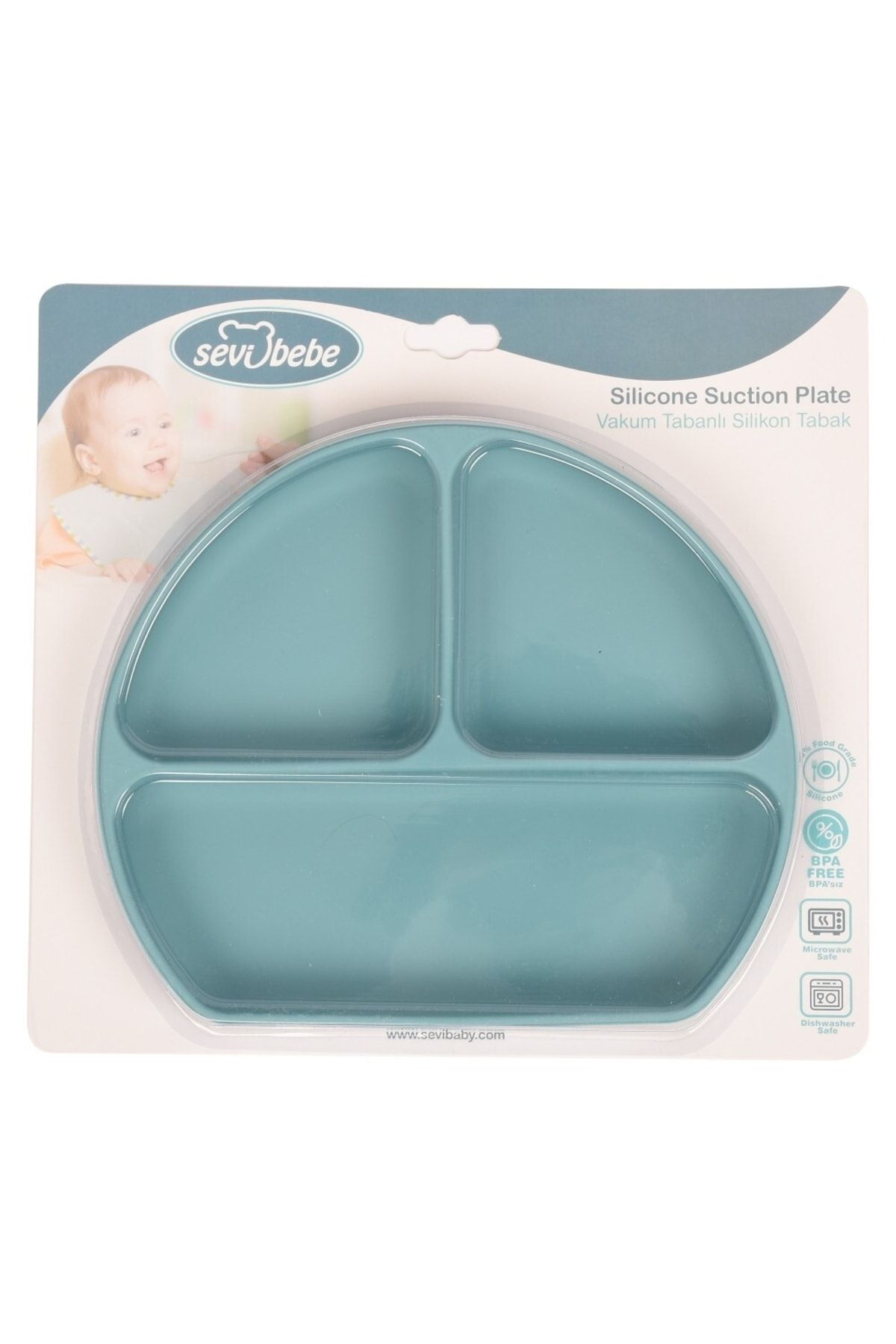 Sevi Bebe Mint Vakum Tabanlı Silikon Tabak - Mommyslab Mağaza