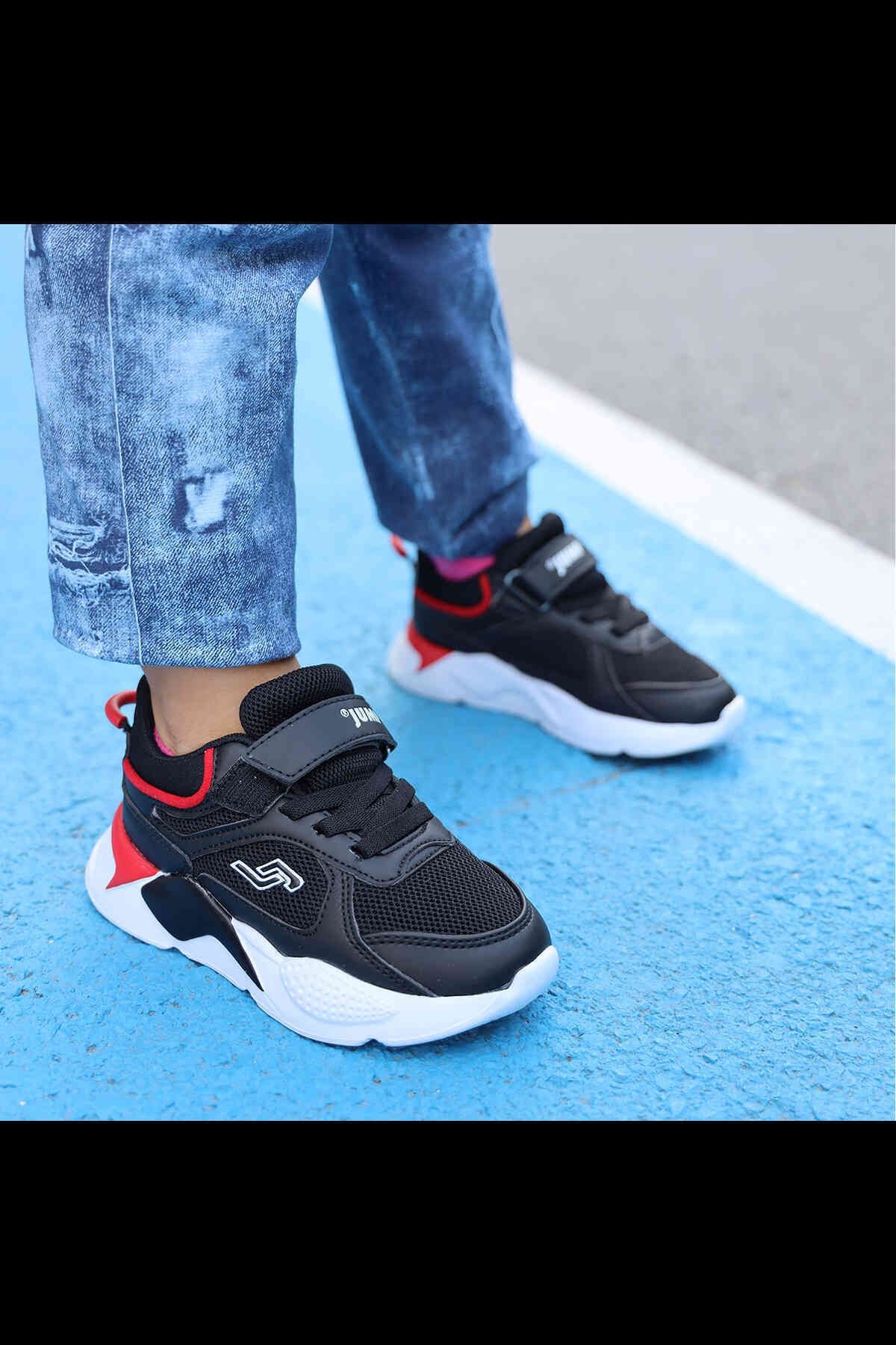 Jump 24931 Siyah - Kırmızı Kız Çocuk Yazlık Günlük Rahat Yürüyüş Sneaker Spor Ayakkabı