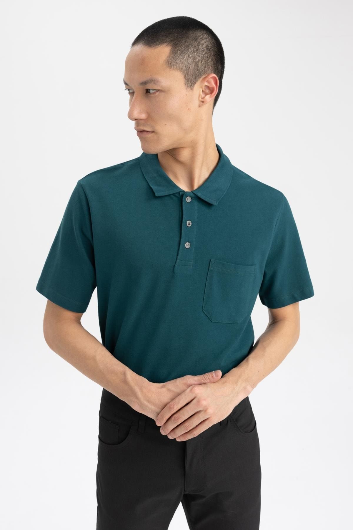 Defacto Oversize Fit Polo Yaka Basic Kısa Kollu Tişört