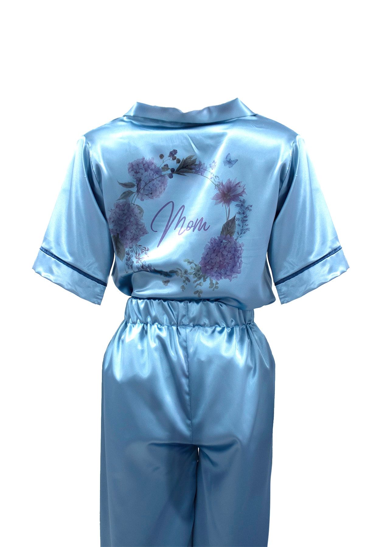 Mita Concept Mavi Saten Lohusa Pijama Takımı