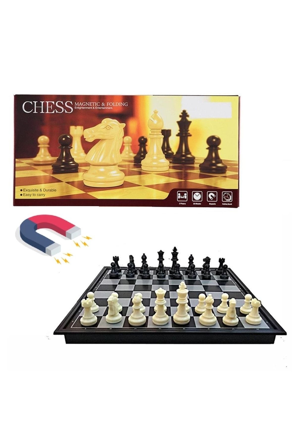 LRS STORE Mıknatıslı Satranç Takımı Manyetik Satranç Chess Set 24cm2