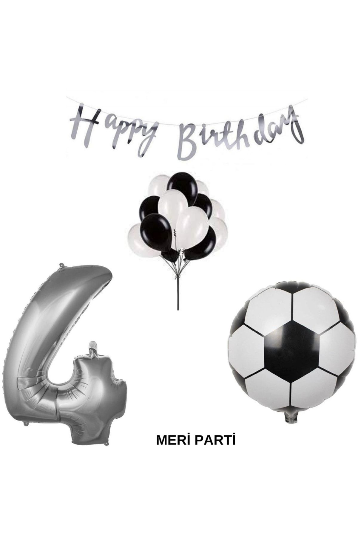 MERİ PARTİ Beşiktaş Temalı Doğum Günü Parti Seti Yaş Balonu Siyah Beyaz Balon Happy Bırthday Banner Parti Set