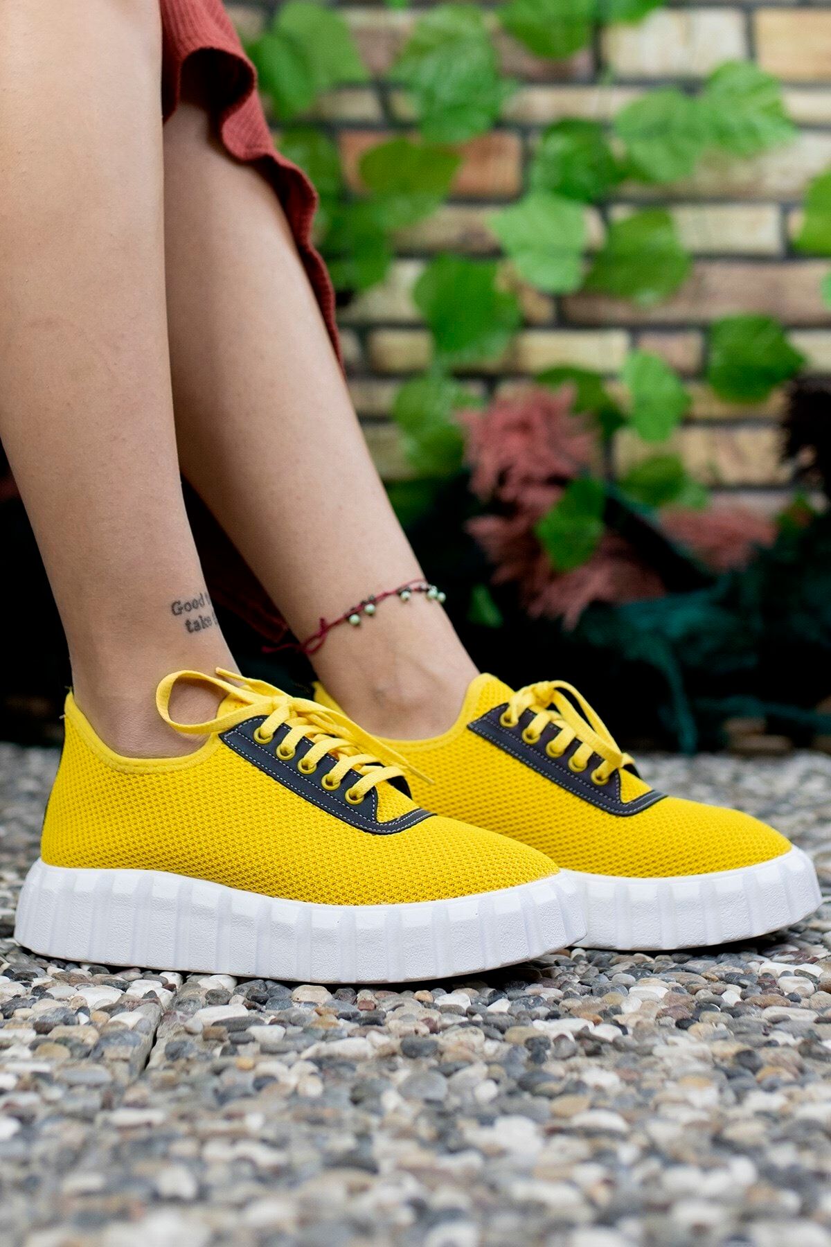 Riccon Kadın  Sarı Sneaker 0012113