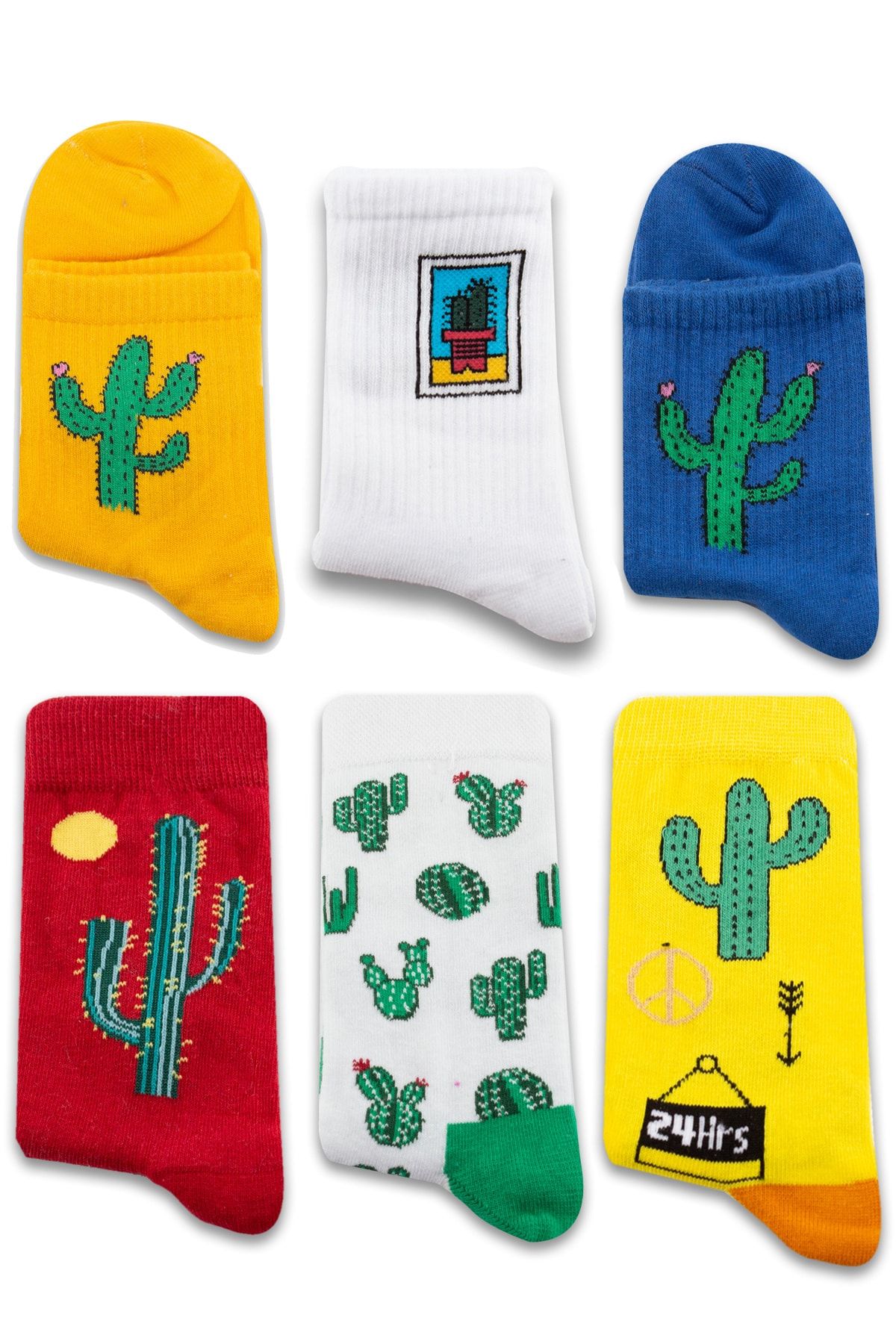 Socksarmy Kaktüs Desenli 6 'lı Renkli Çorap Seti