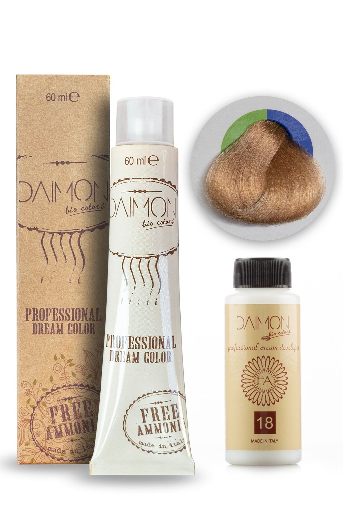 DAIMON Amonyaksız ( Fa ) 9/0 Çok Açık Sarı Saç Boyası + 60 Ml Amonyaksız Oksidan
