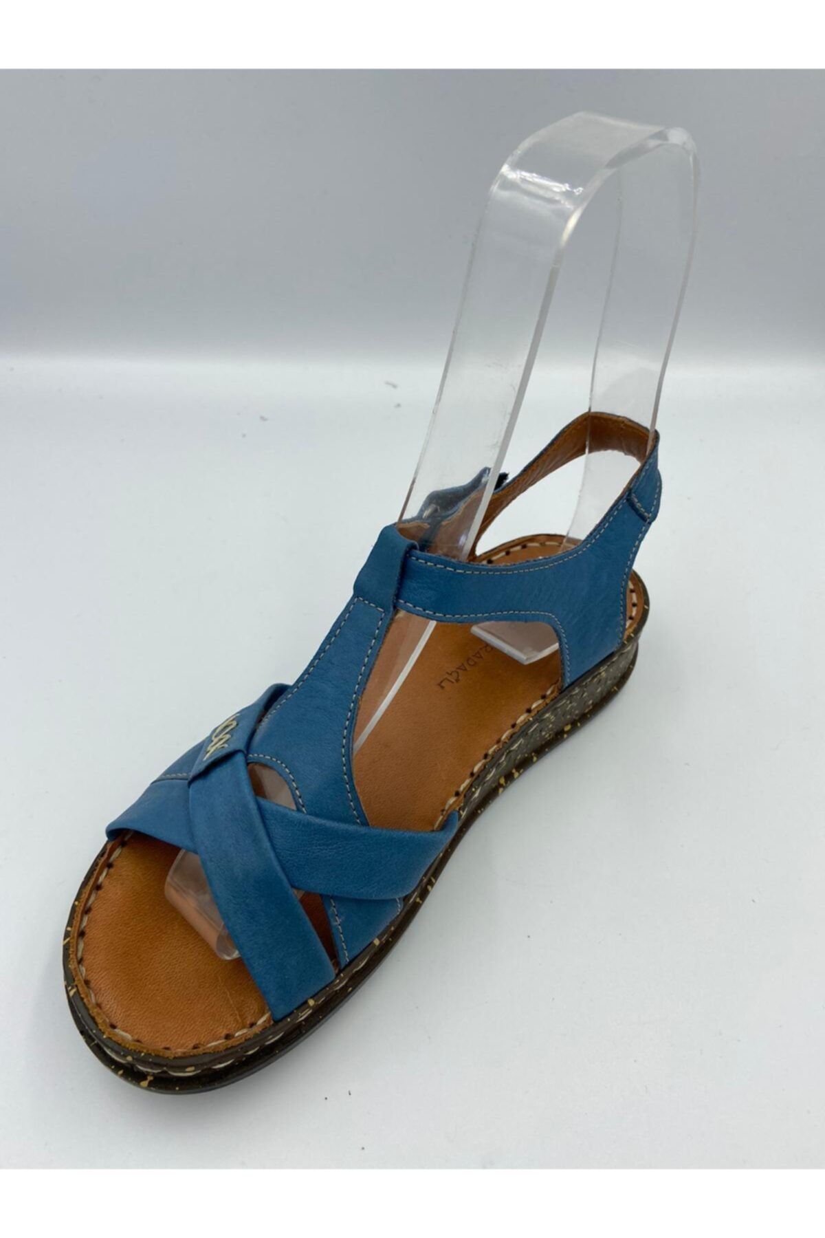 Zeyn Kadın Mavi Deri Sandalet
