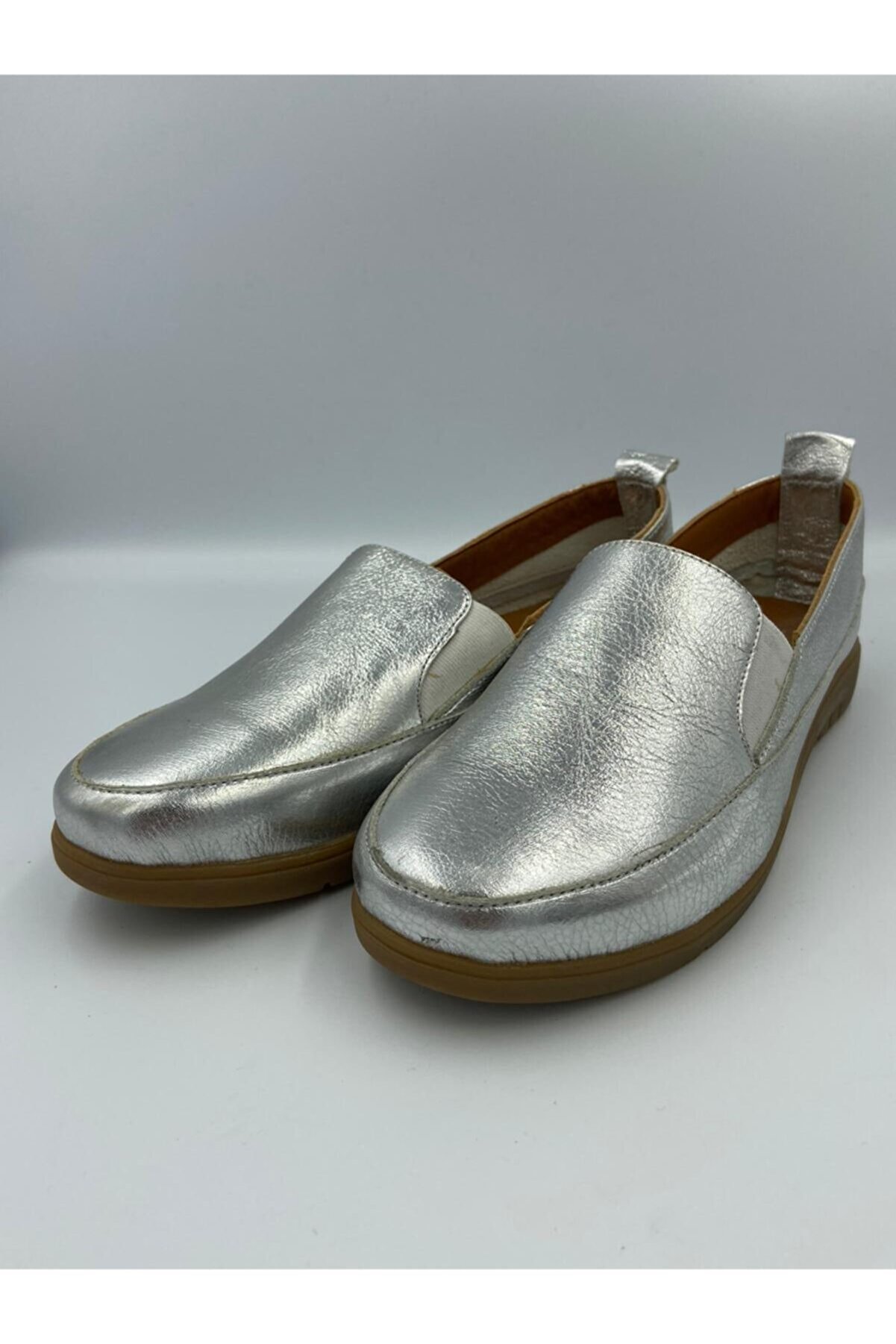 Zeyn Kadın Yazlık Günlük Ayakkabı Gümüş Deri
