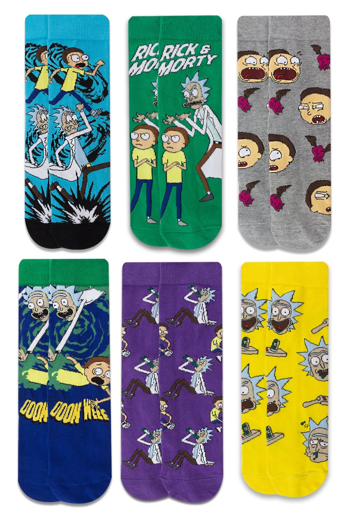 Socksarmy Rick & Morty Desenli 6 'lı Renkli Çorap Seti