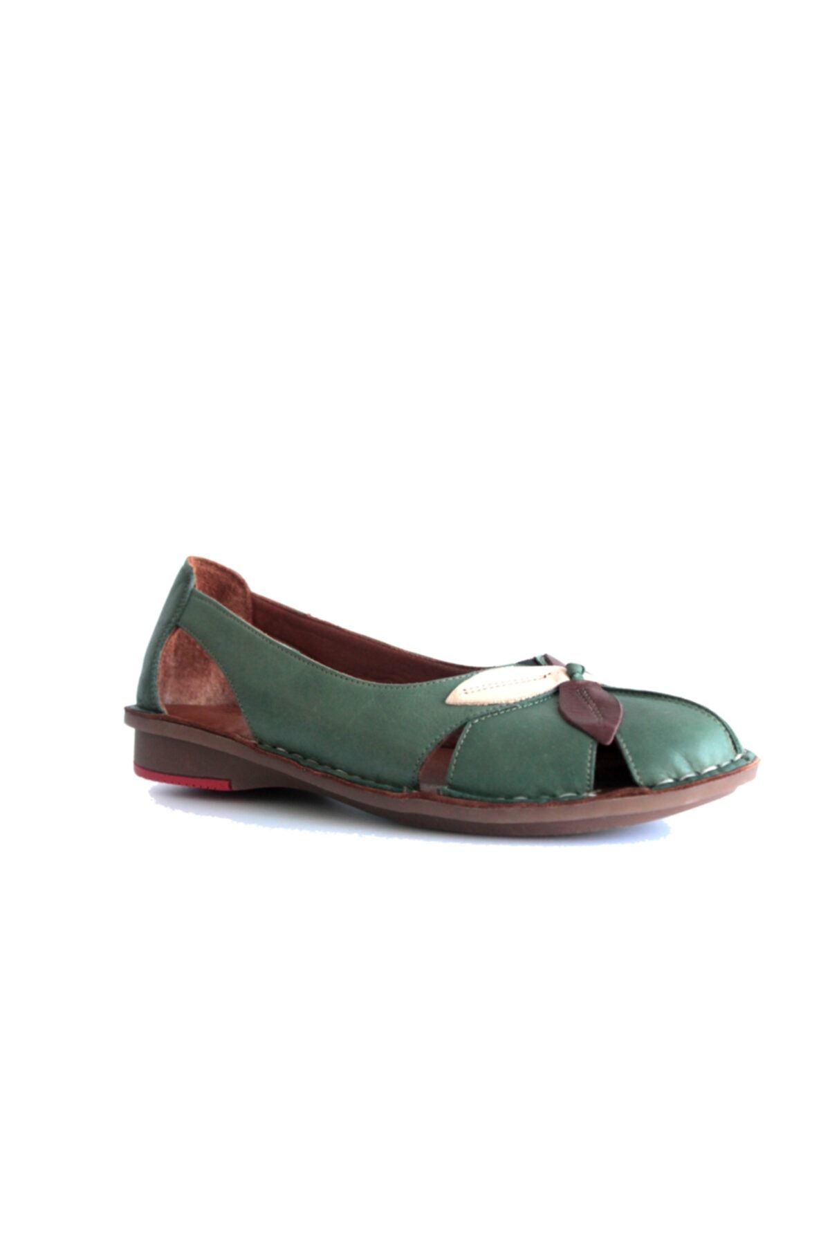 Beta Shoes Hakiki Deri Kadın Günlük Ayakkabı Yeşil