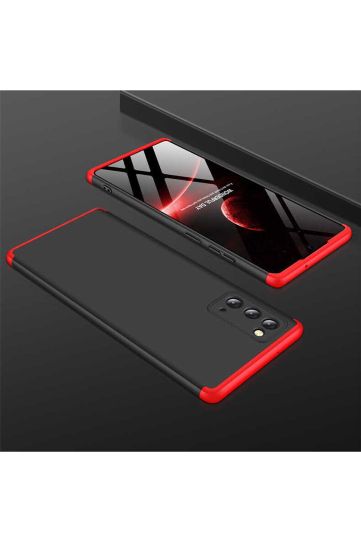 İncisoft Samsung Galaxy Note 20 Kılıf Ultra Ince Full Koruma Ays Kapak Siyah-kırmızı