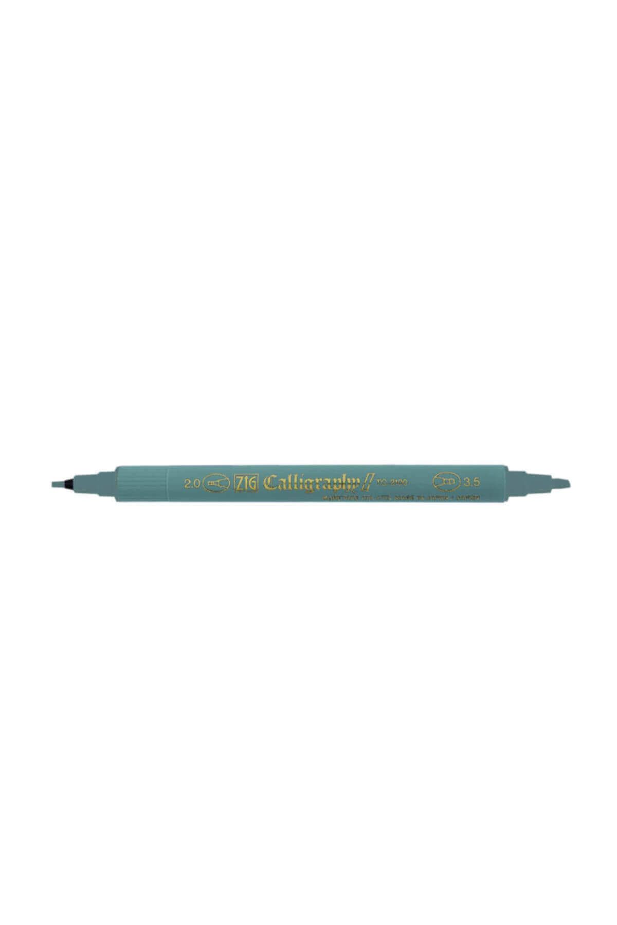 Zig Kaligrafi Kalemi Çift Uçlu 2 mm + 3.5 mm Blue Gray