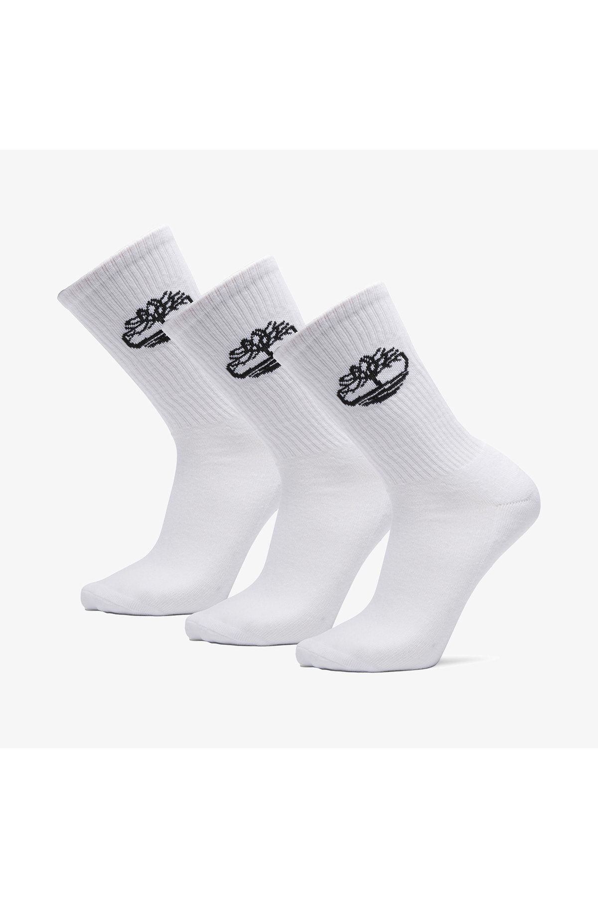 Timberland 3pp Core Double Logo Sport Crew Socks - White