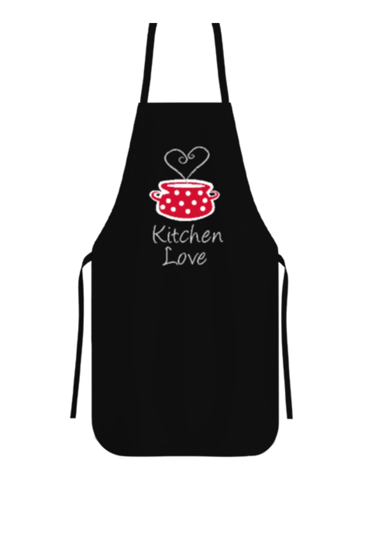 Tisho Kitchen Love - Mutfak Aşkı Siyah Mutfak Önlüğü