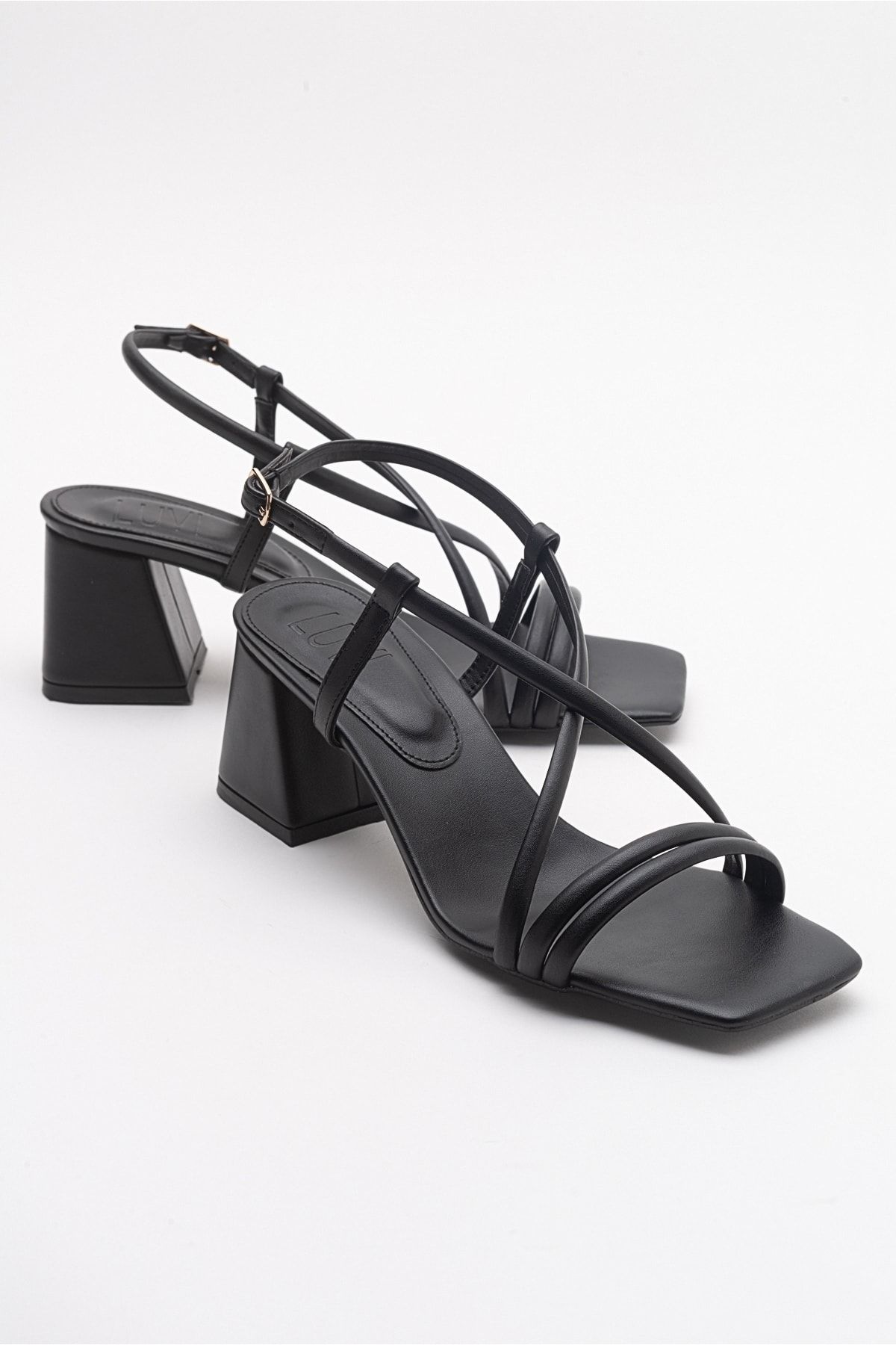 luvishoes Daisy Siyah Cilt Kadın Topuklu Ayakkabı