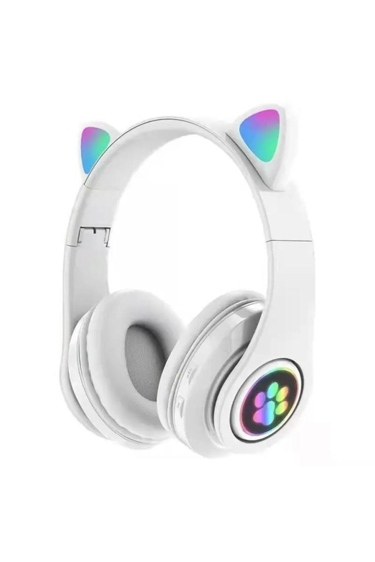 Mi7a Kedi Kulak Rgb Led Işıklı Kablosuz Bluetooth Kulaklık Mikronlu Hafıza Kartı Girişli Kedi Kulaklık