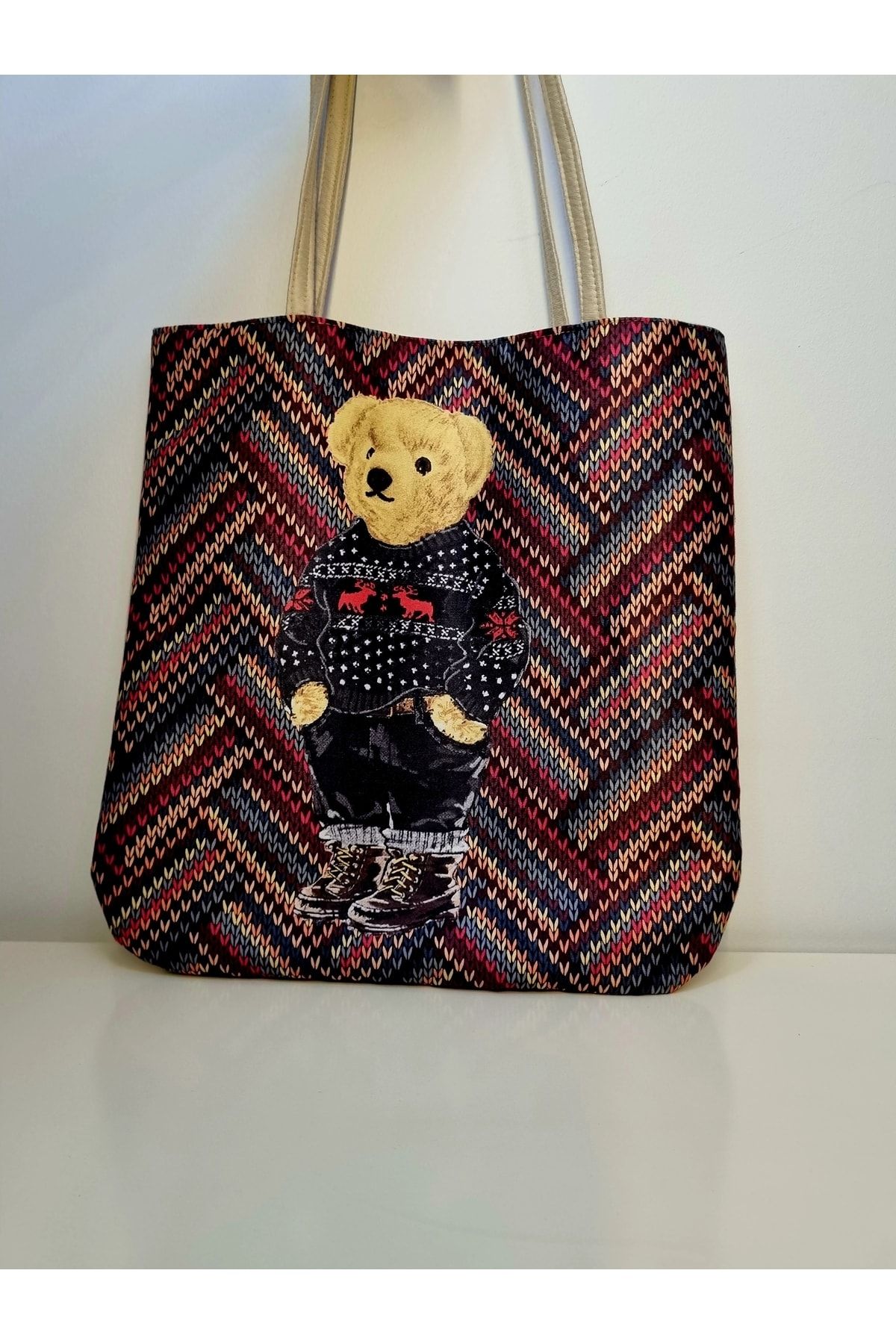 KIRLENT EV Teddy Bear Winter Baskılı Çanta