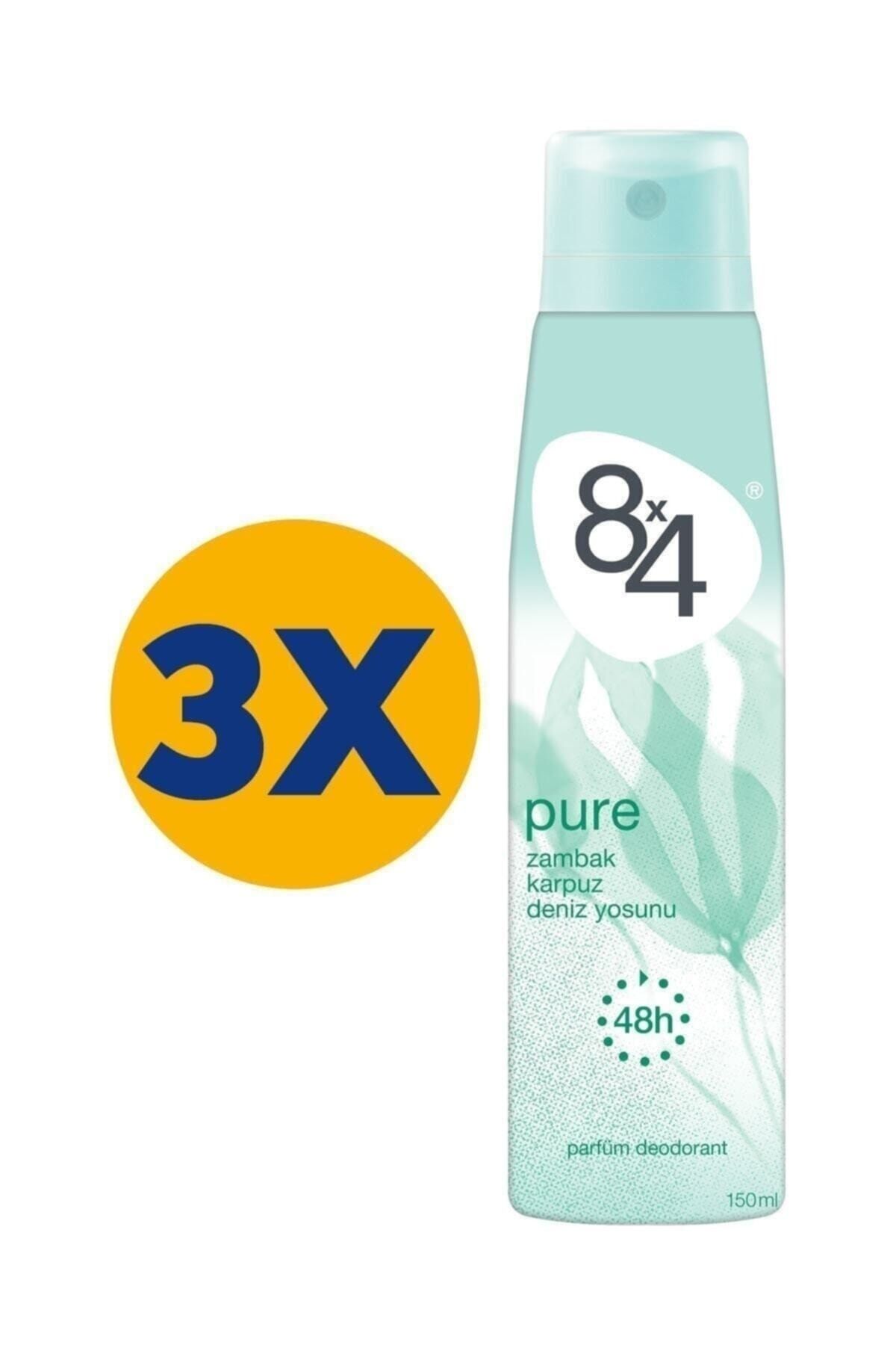 8x4 Pure Sprey Deodorant 150 ml X 3 Adet