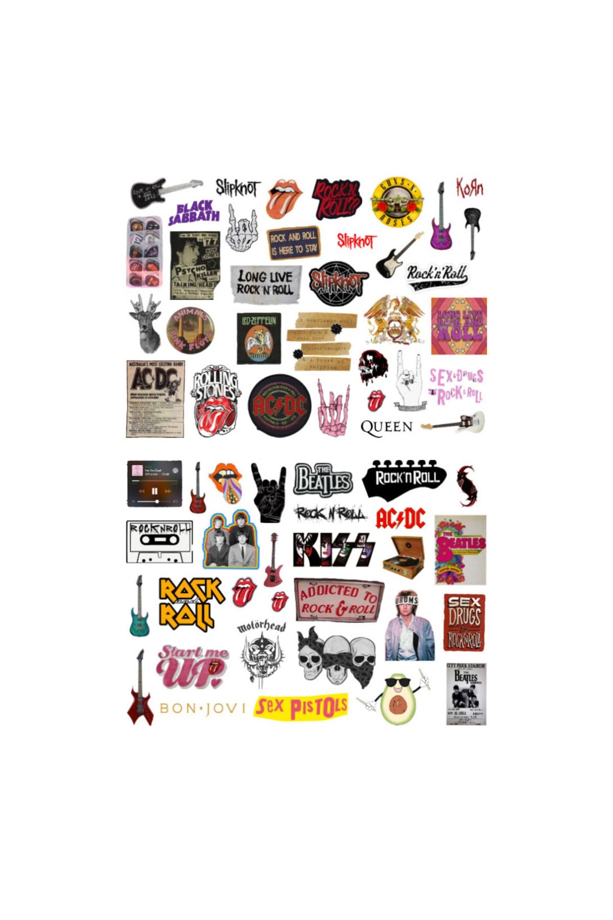 Ororabutik 64'lü Punk Rock Pop Vintage Sticker Etiket Seti