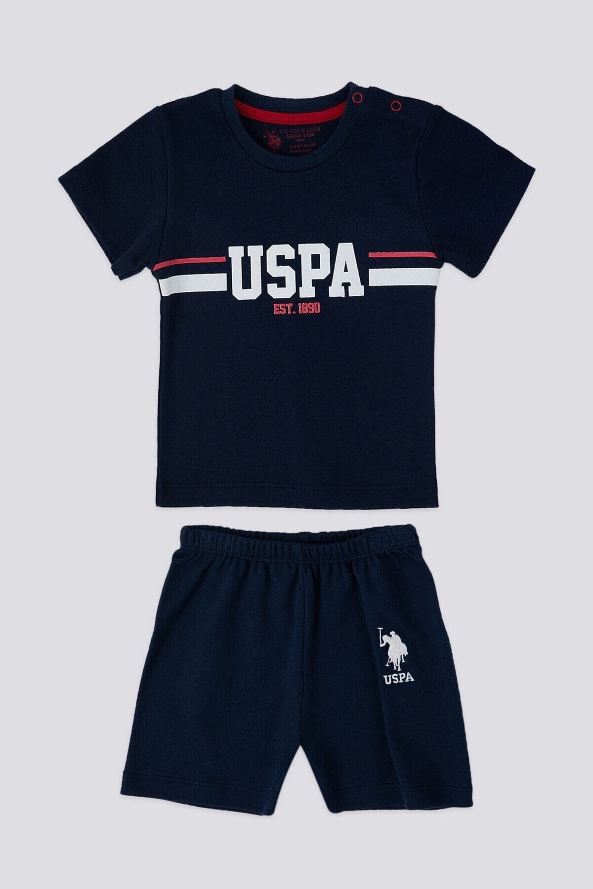 U.S. Polo Assn. Stripe Lacivert Bebek Tshirt Takım