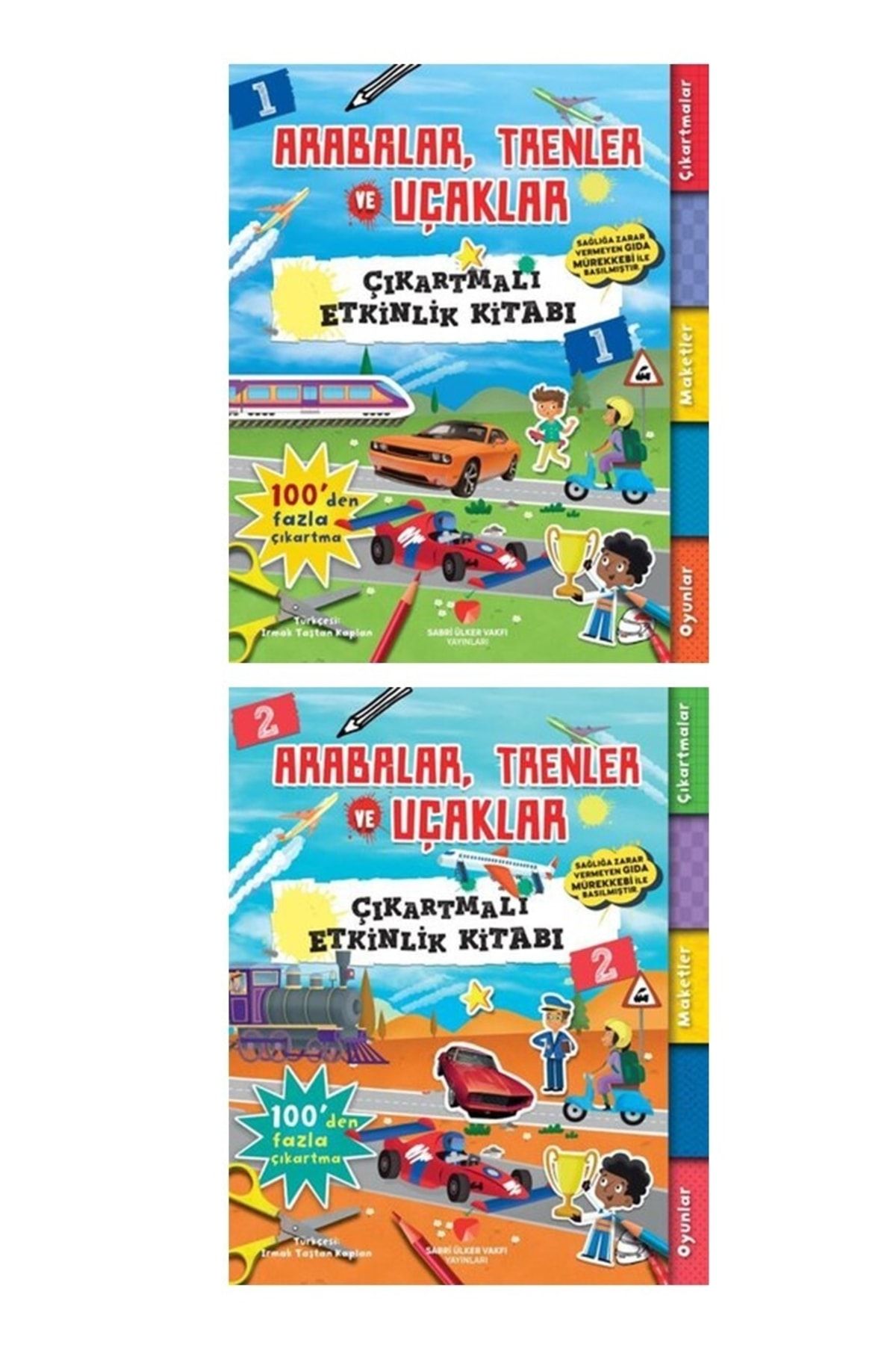Sabri Ülker Vakfı Yayınları Arabalar,trenler Ve Uçaklar Çıkartmalı Aktivite Ve Etkinlik Kitapları 1 Ve 2.inci Kitap
