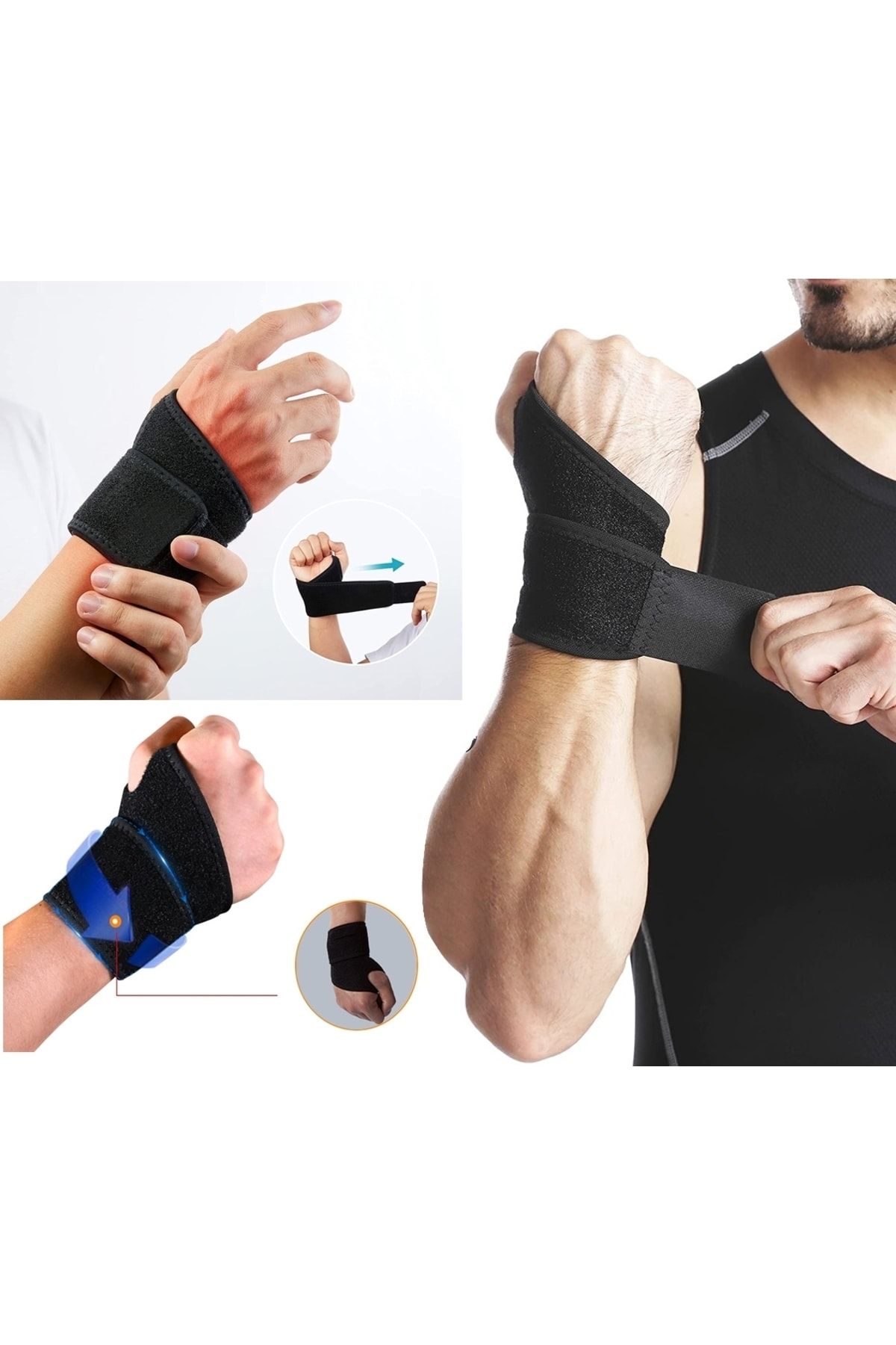 ARWEX El Bilek Bandajı Elastik Sporcu Bilekliği Fitness Ağırlık Destek Crossfit Body Destek Bilekliği