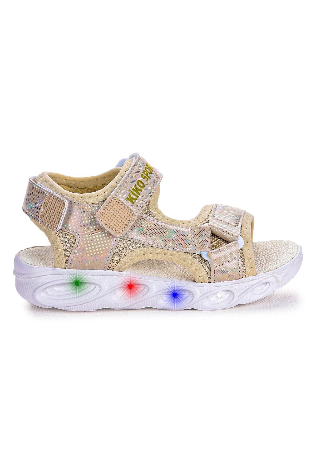Kiko Kids 133 Hologram Işıklı Günlük Kız Çocuk Cırtlı Sandalet Ayakkabı