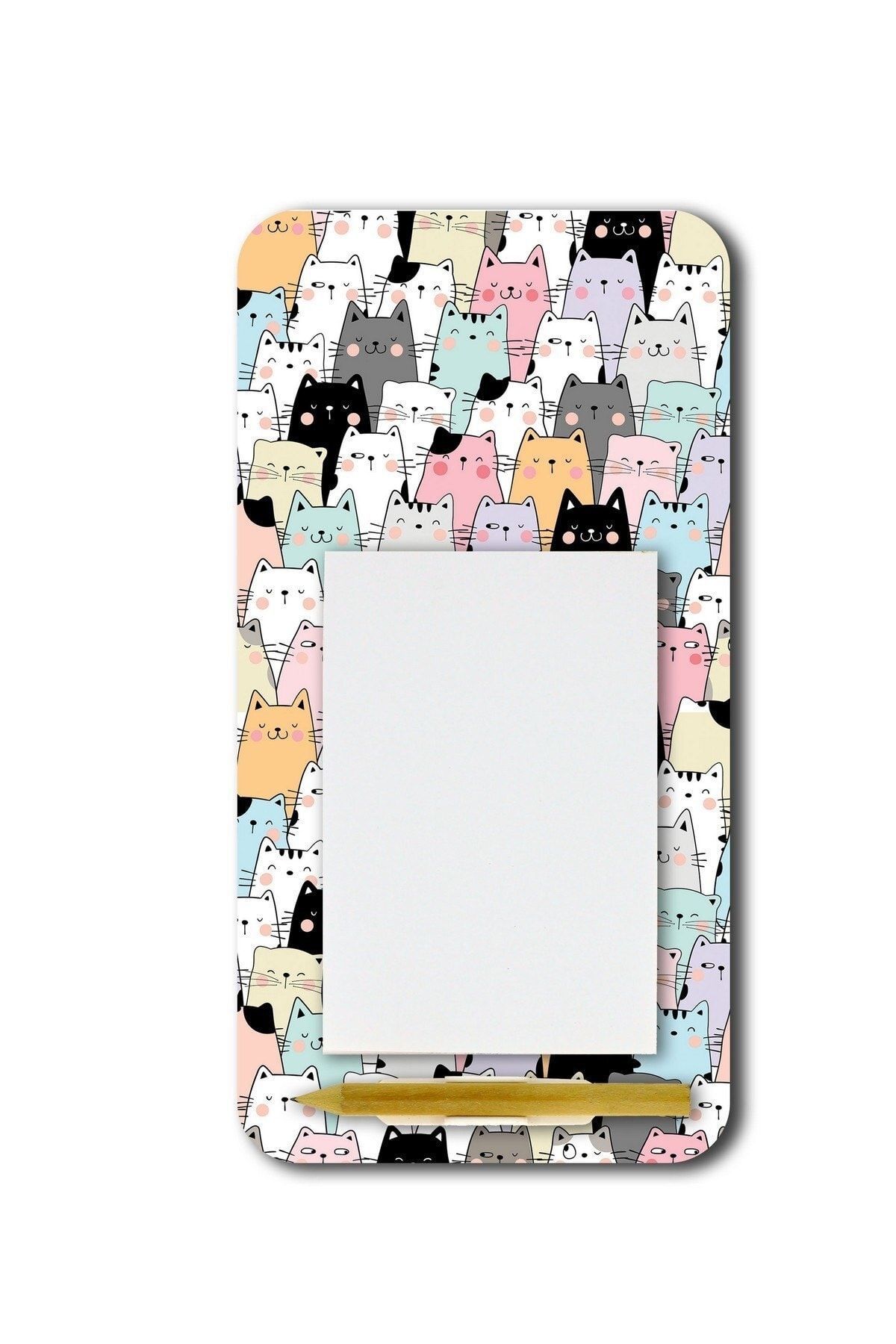 WuW Seyirci Kediler Magnetli Kalemli Notluk Buzdolabı Magneti
