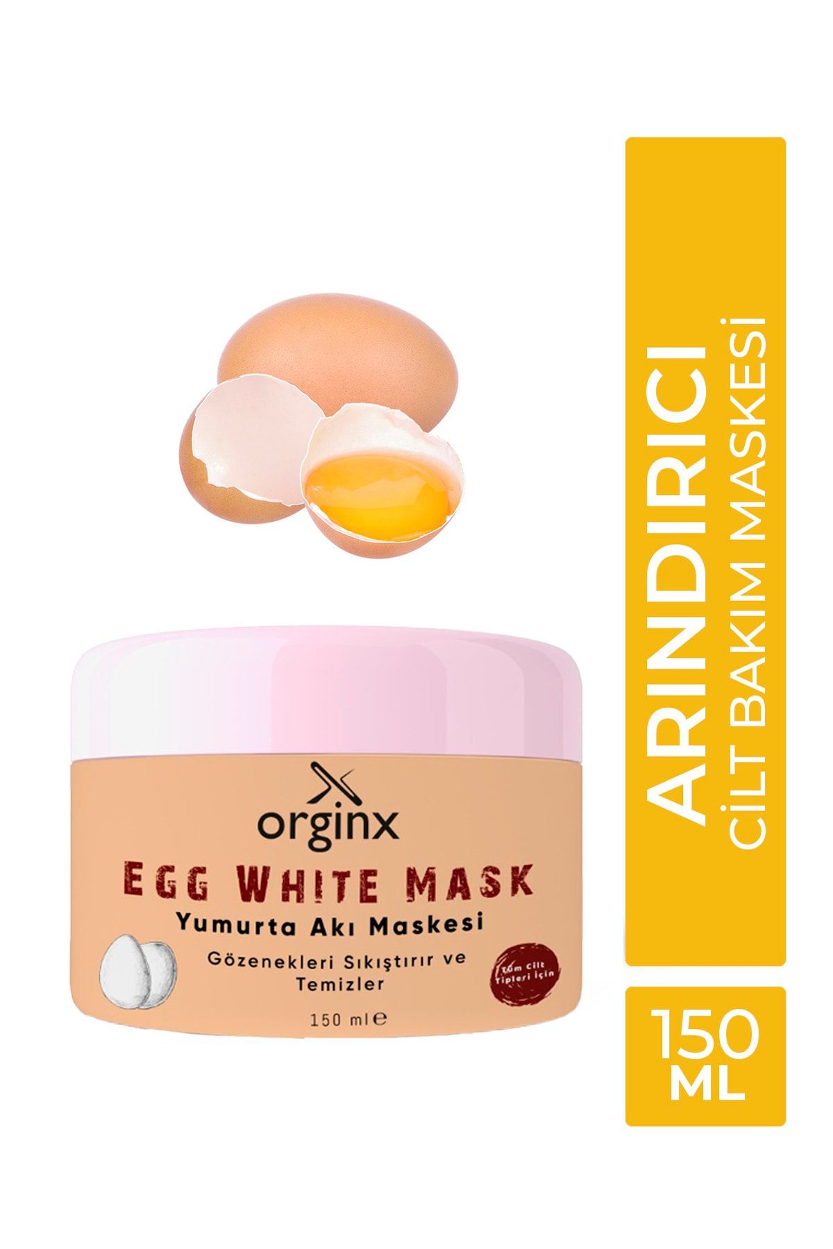 Orginx Yumurta Akı Maskesi Siyah Nokta Sivilce Karşıtı Ve Gözenek Temizleyici Maske 150ml