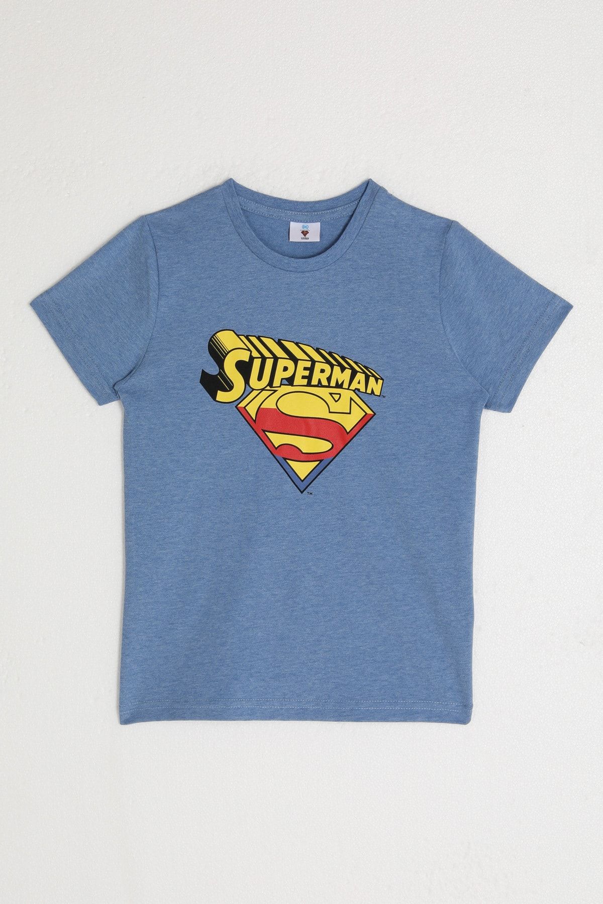 Superman Disney L1581 Lisanslı Erkek Çocuk Kısa Kol T-shirt Koyu Mavi Melanj
