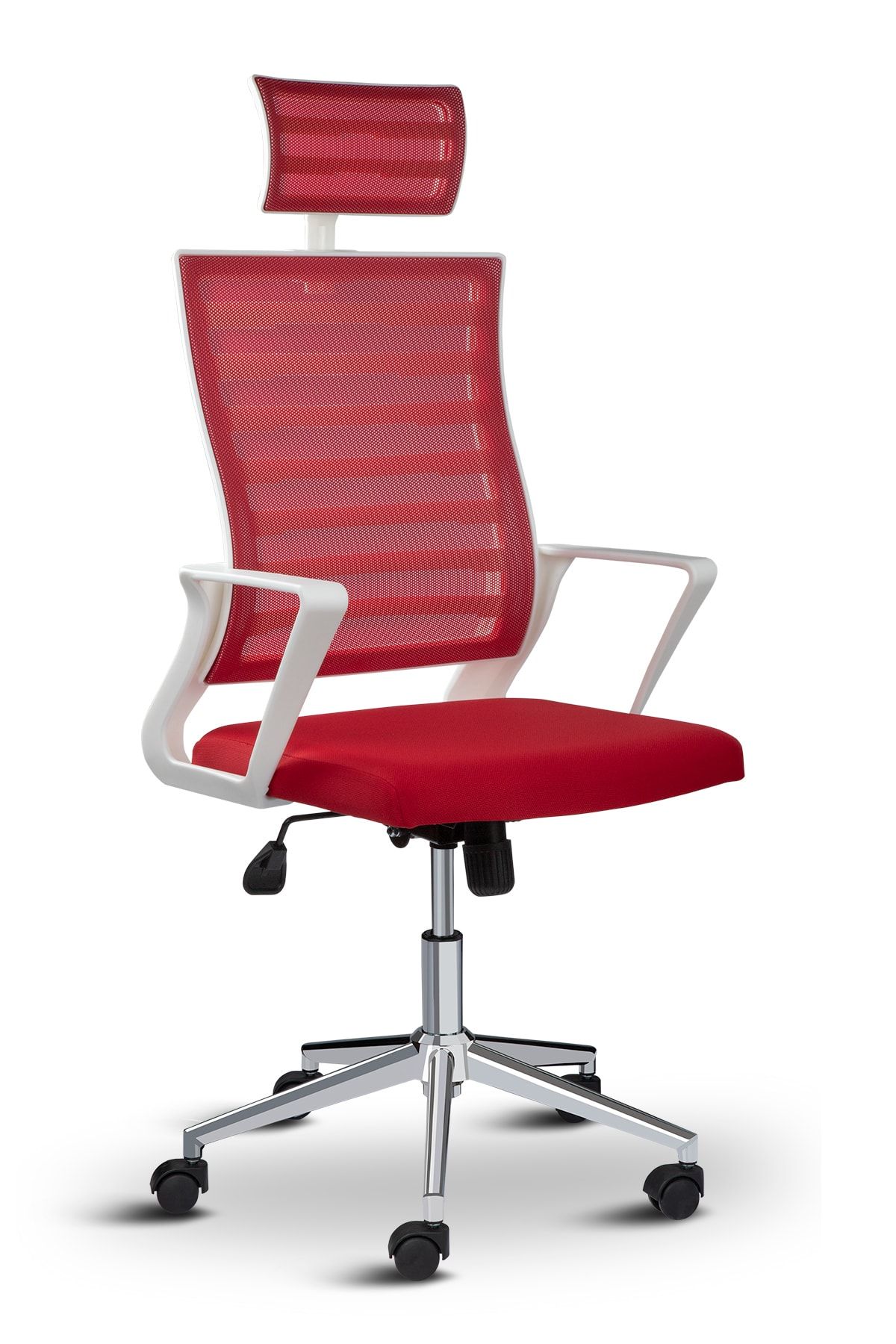 Asbir Mobilya Ceo Kırmızı Fileli Başlıklı Çalışma Koltuğu Ofis Sandalyesi Bilgisayar Sandalyesi