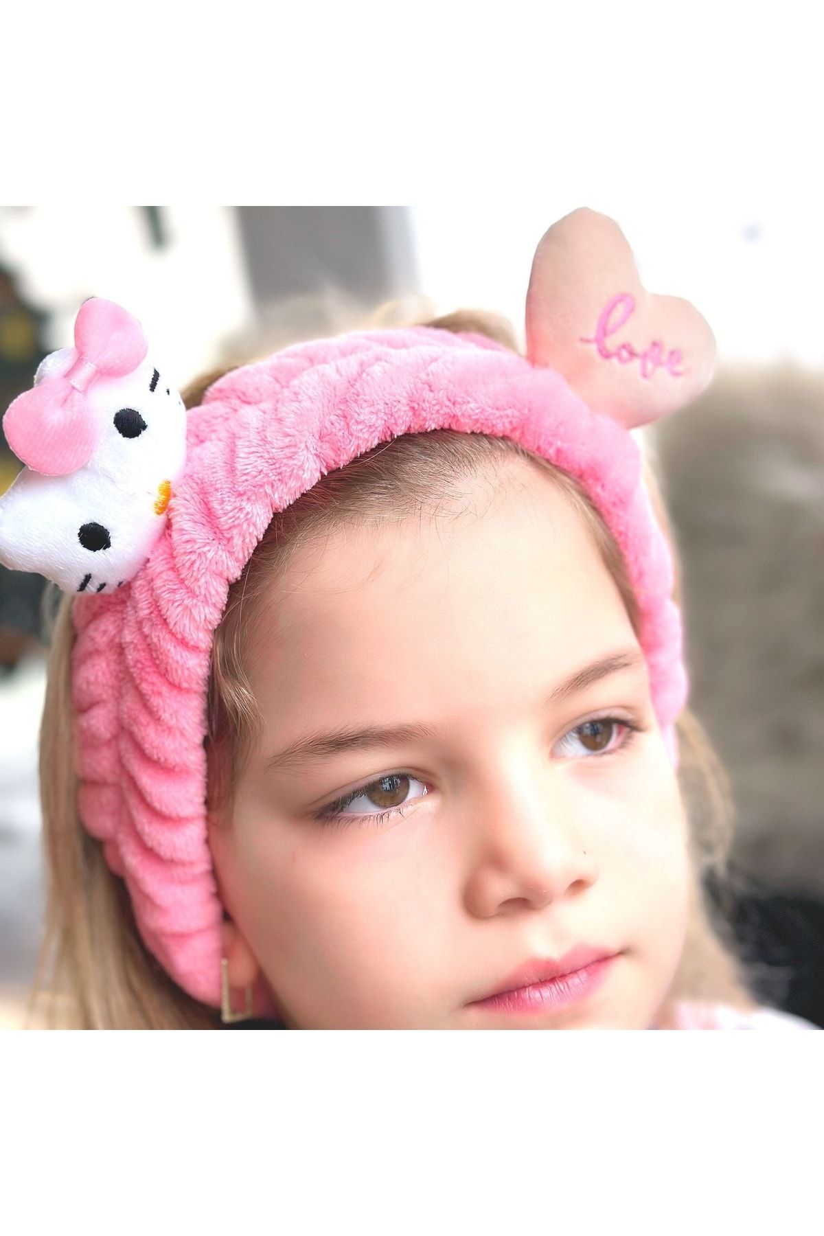 QUEEN AKSESUAR Oyuncak Hello Kitty Kedi 3d Bebek Çocuk Kadın Makyaj Bandana Saç Bantı Lastikli Pembe