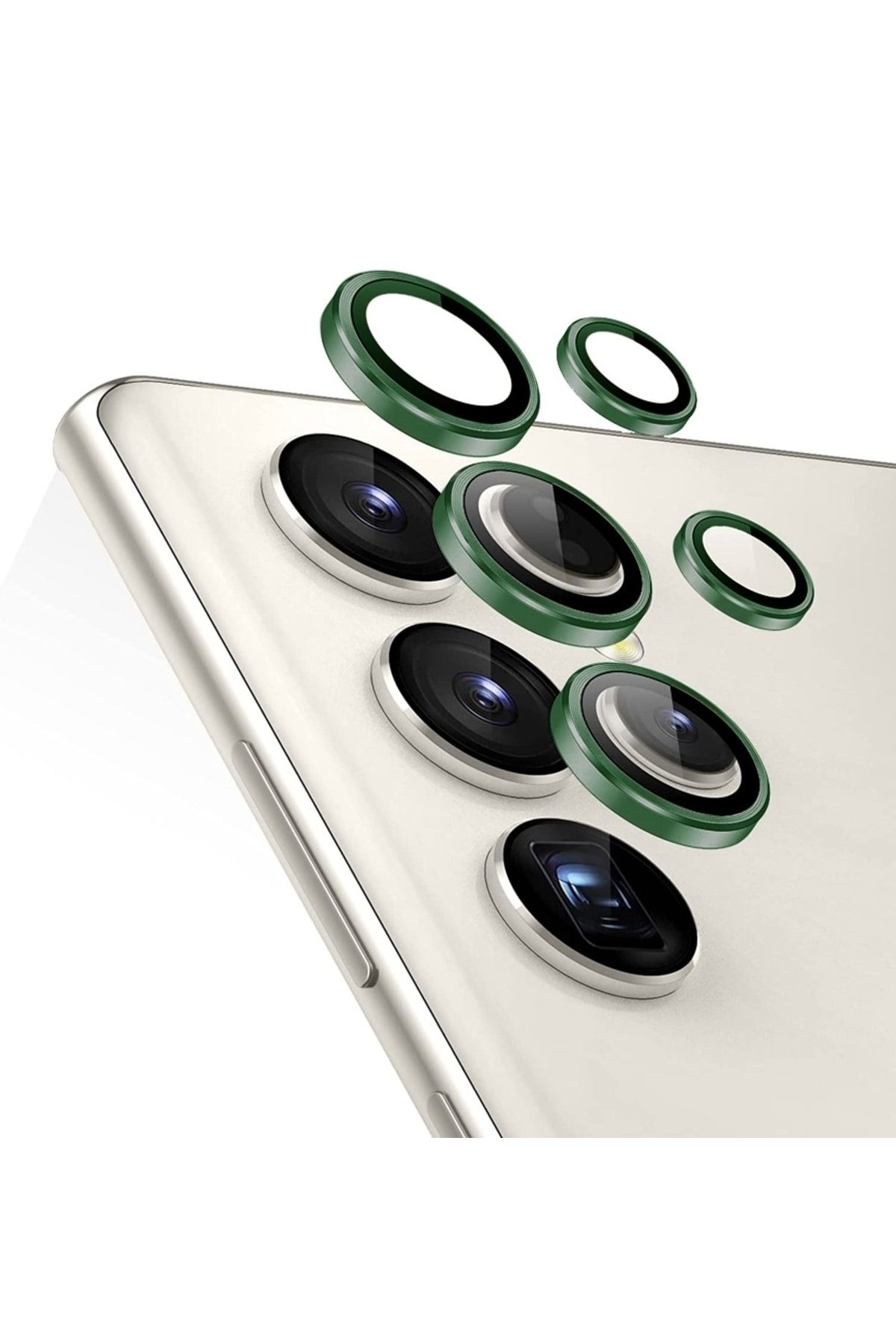 Eiroo Samsung Galaxy S23 Ultra Yeşil Metal Kamera Lens Koruyucu