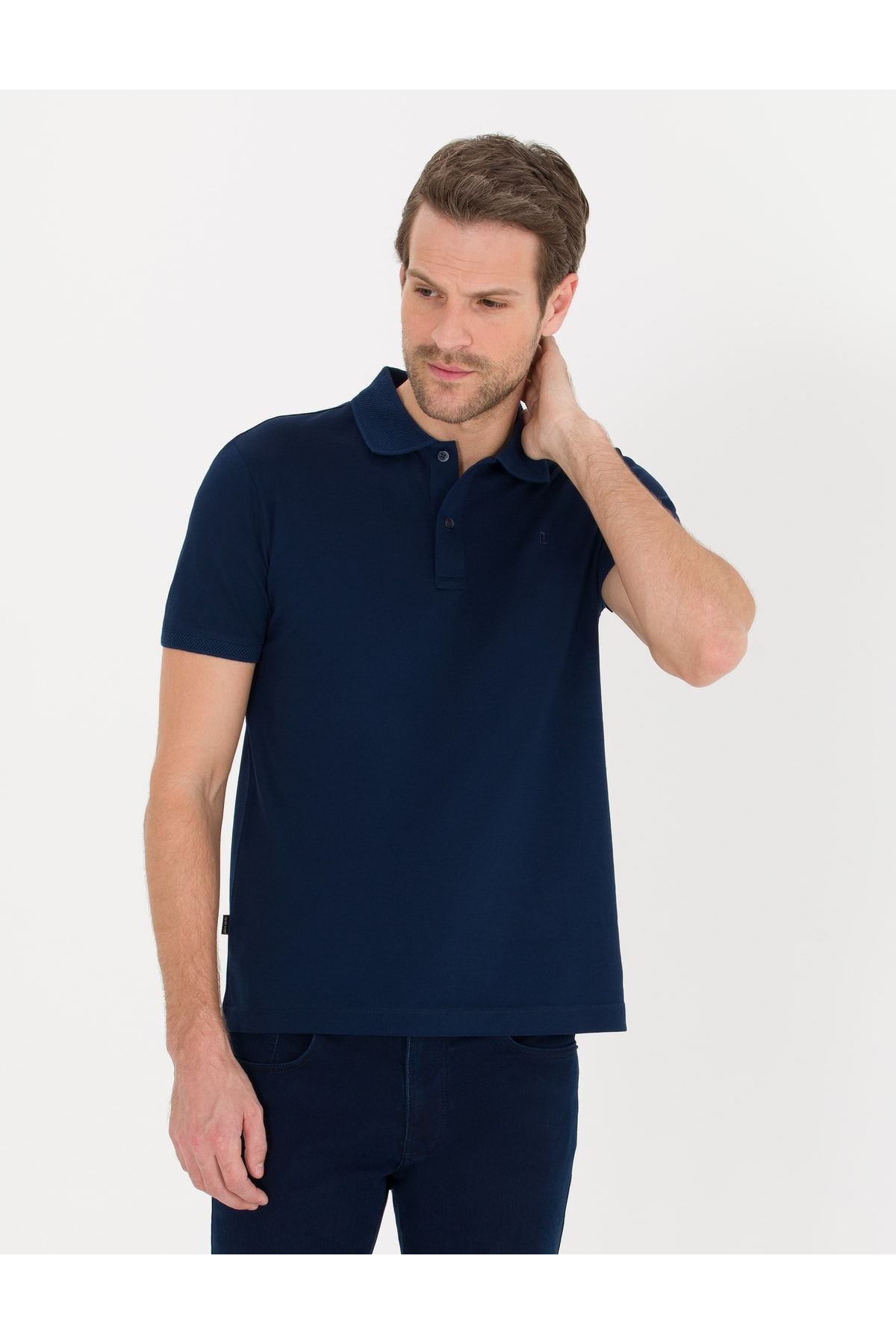 Pierre Cardin 23y Mercerized Spor Dokuma Slim Fit Laci Polo Yaka T-shirt