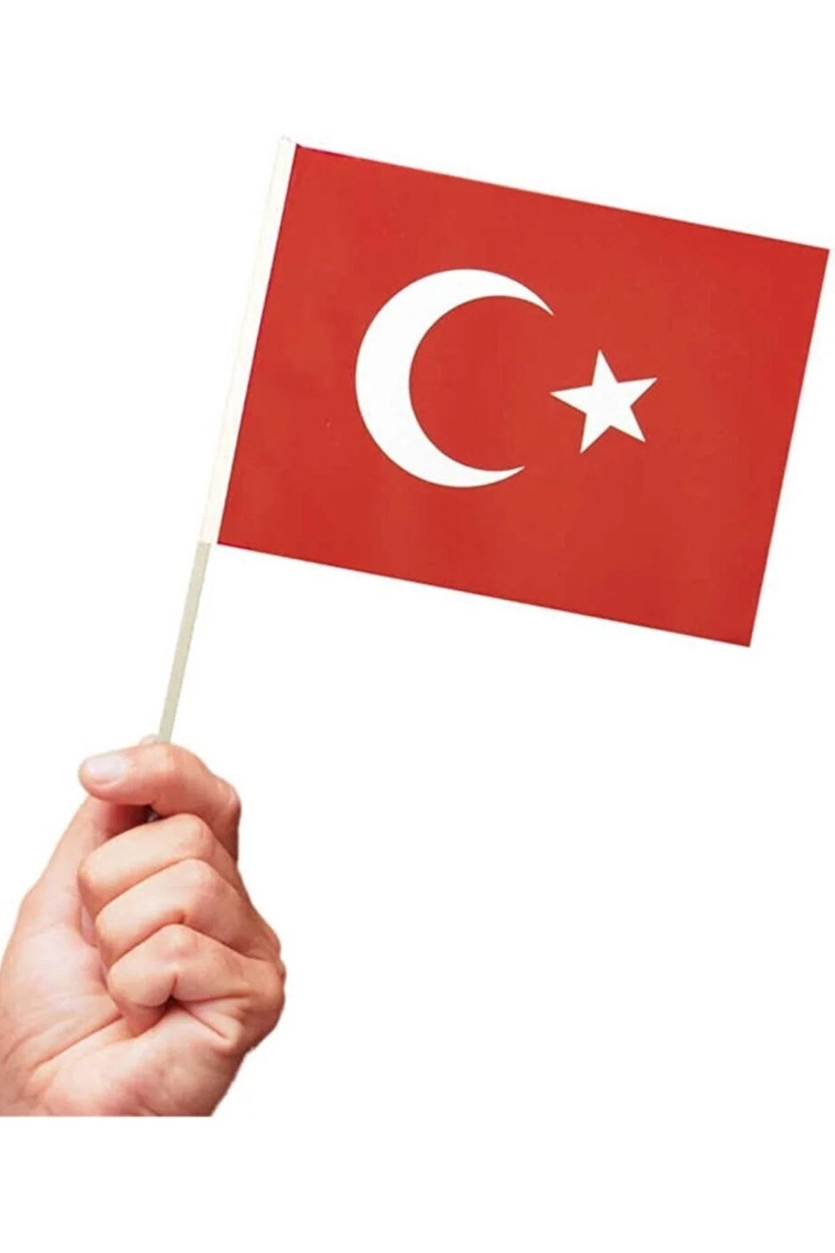 Parti Dolabı 10 Adet Çubuklu Kağıt Türk Bayrağı Çıtalı Sopalı Ayyıldız Baskılı Bayrak