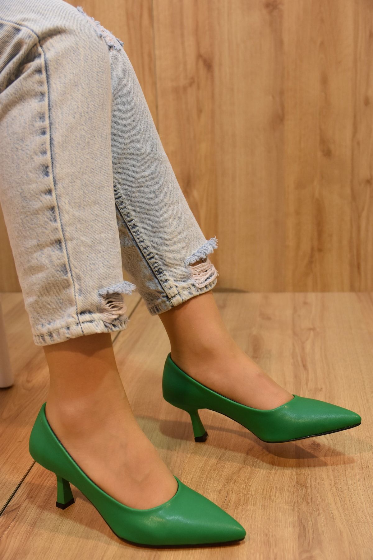 Prego Pine Cone (36-40) Topuklu Kadın Stiletto Ayakkabı Yeşil
