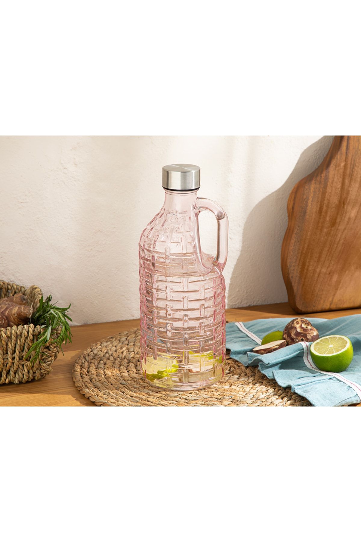 English Home Micale Cam Şışe 1000 Ml Pembe