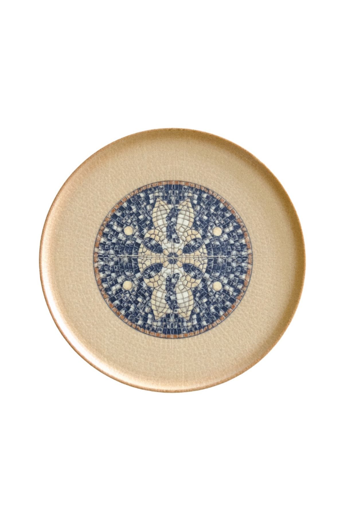 togutun Bonna Porselen yerli Üretim Mezopotamya Mozaik 6'lı Kahverengi Pizza Tabağı 32 Cm